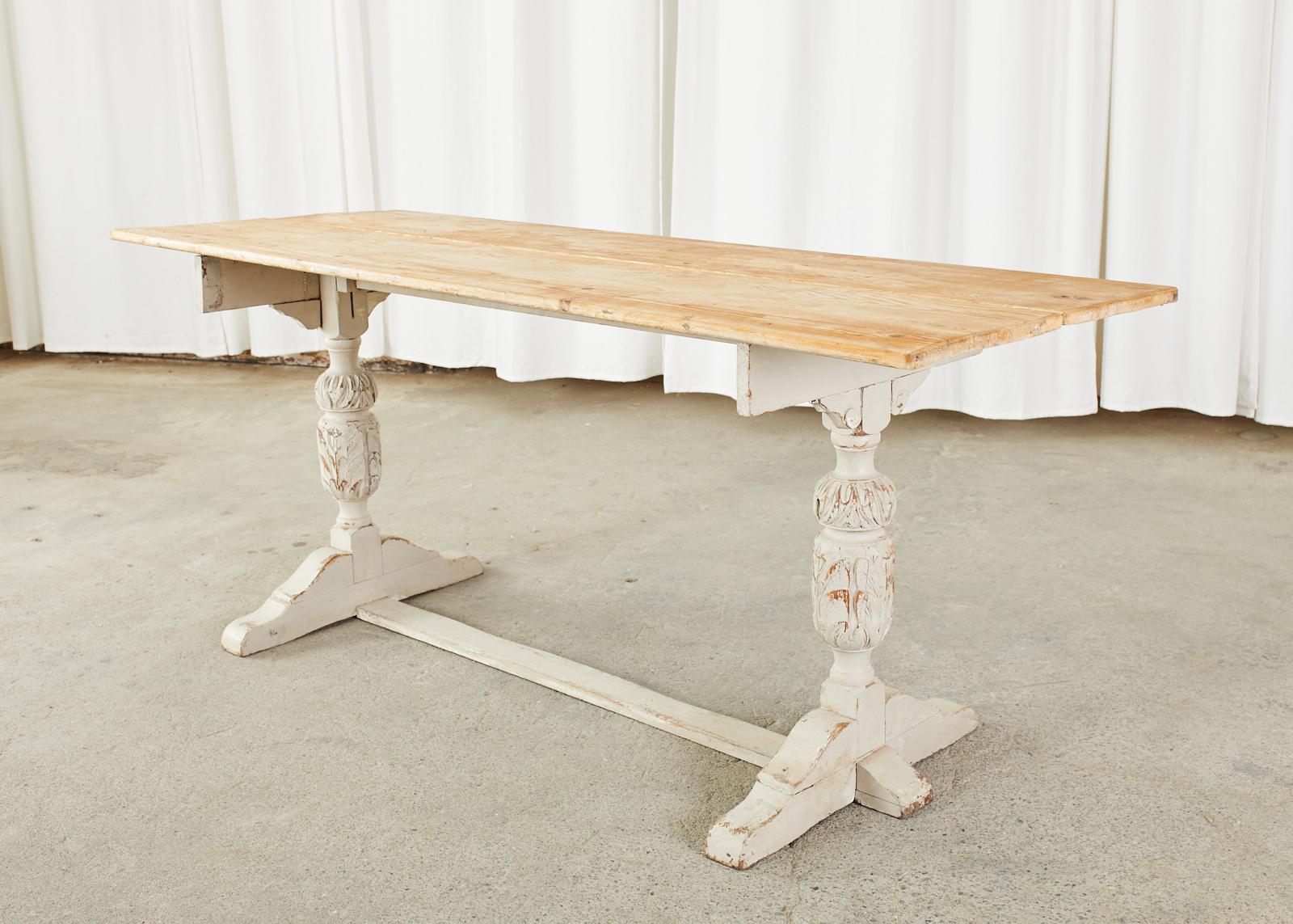 Painted Swedish Gustavian Style Pine Farm Table or Console For Sale