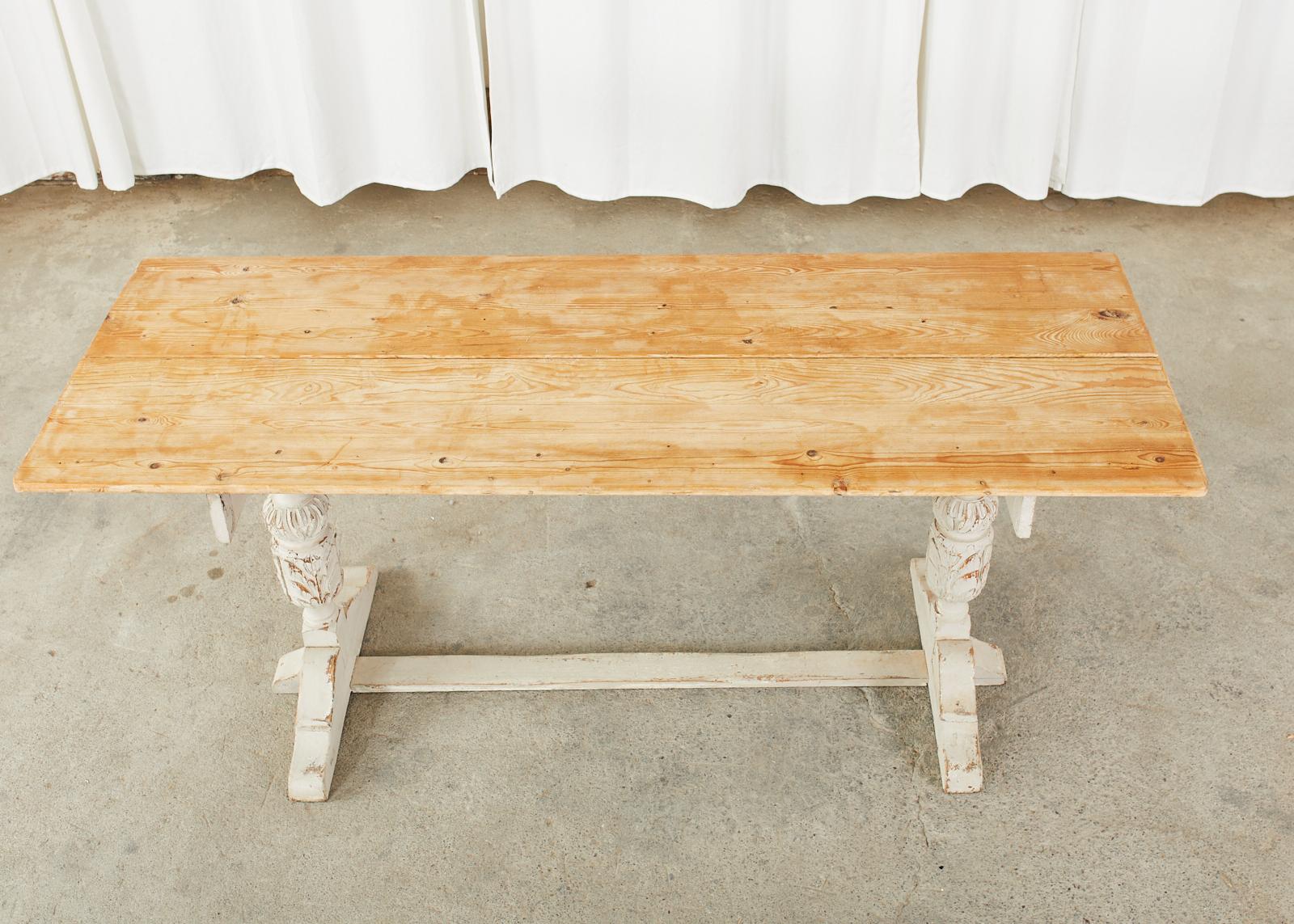 Swedish Gustavian Style Pine Farm Table or Console For Sale 2