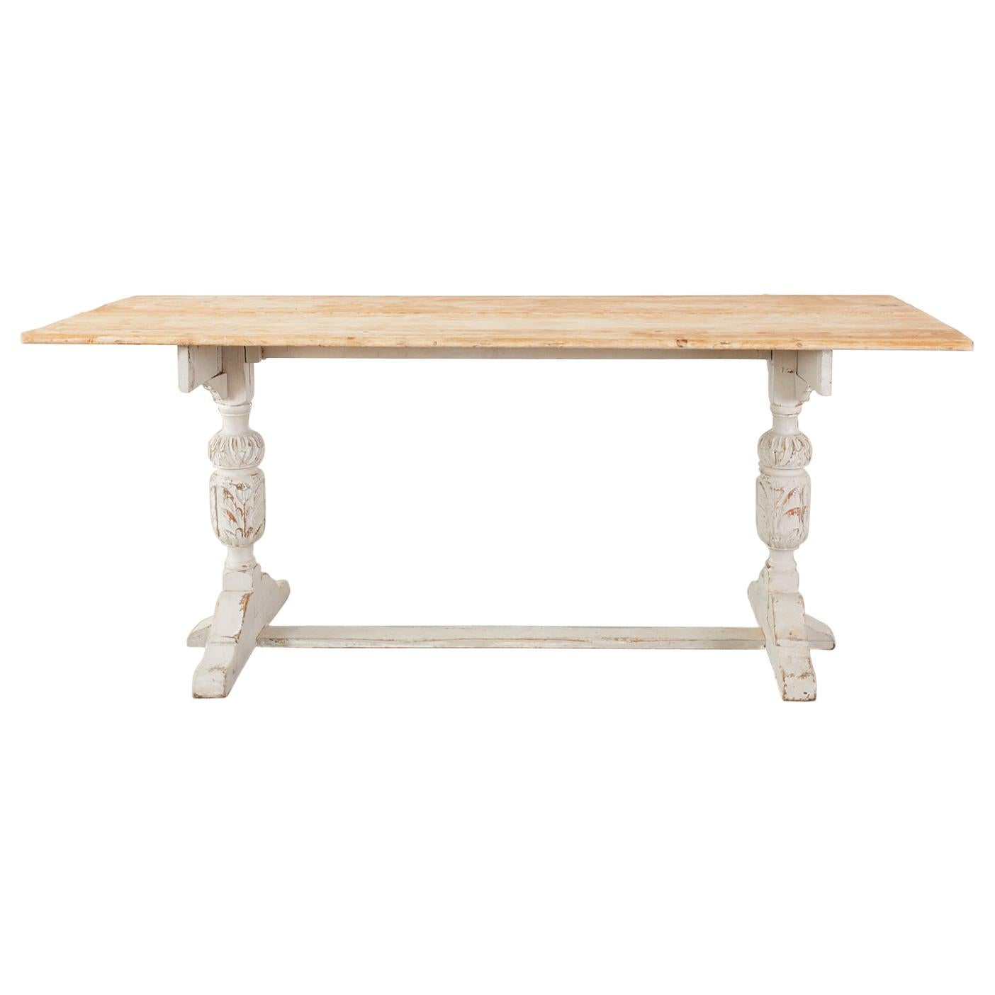 Swedish Gustavian Style Pine Farm Table or Console For Sale