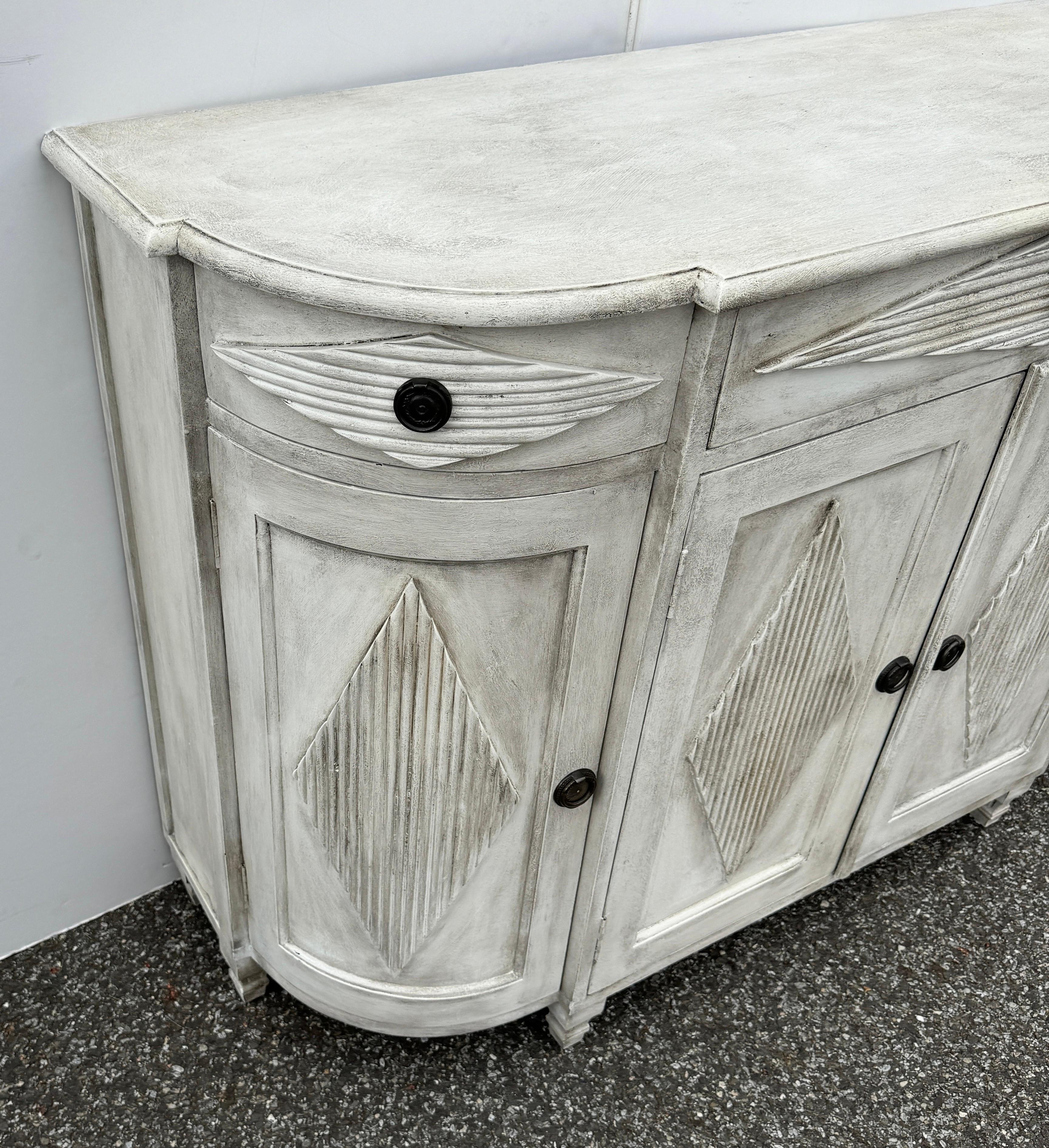 Contemporary Swedish Gustavian Style Reeded Sideboard Cabinet For Sale