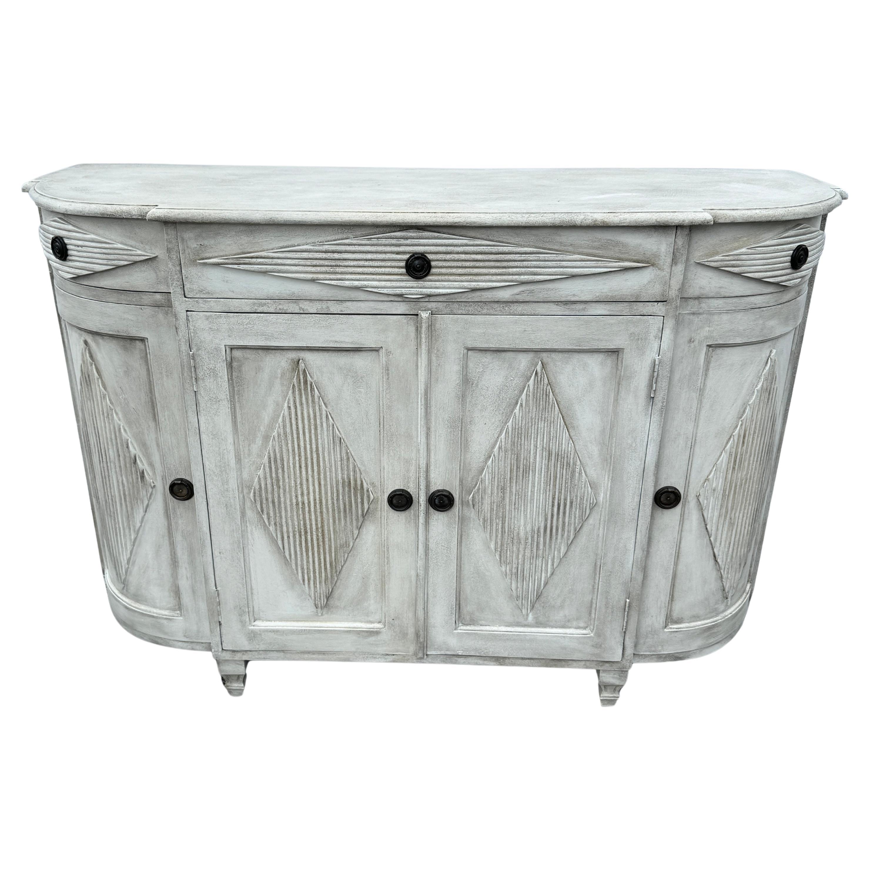 Swedish Gustavian Style Reeded Sideboard Cabinet For Sale