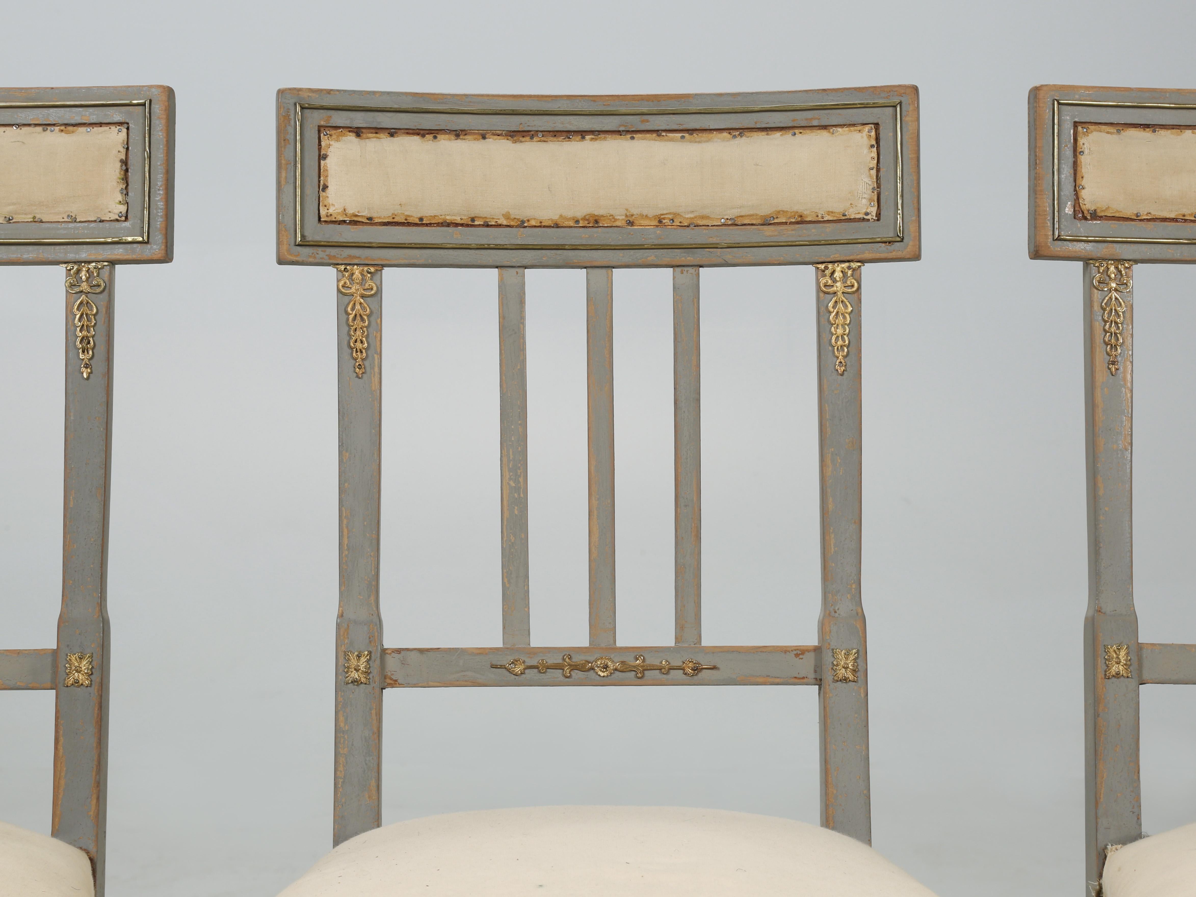Hand-Crafted Swedish Gustavian Style Set of '4' Dining Chairs in Original Paint, Unrestored