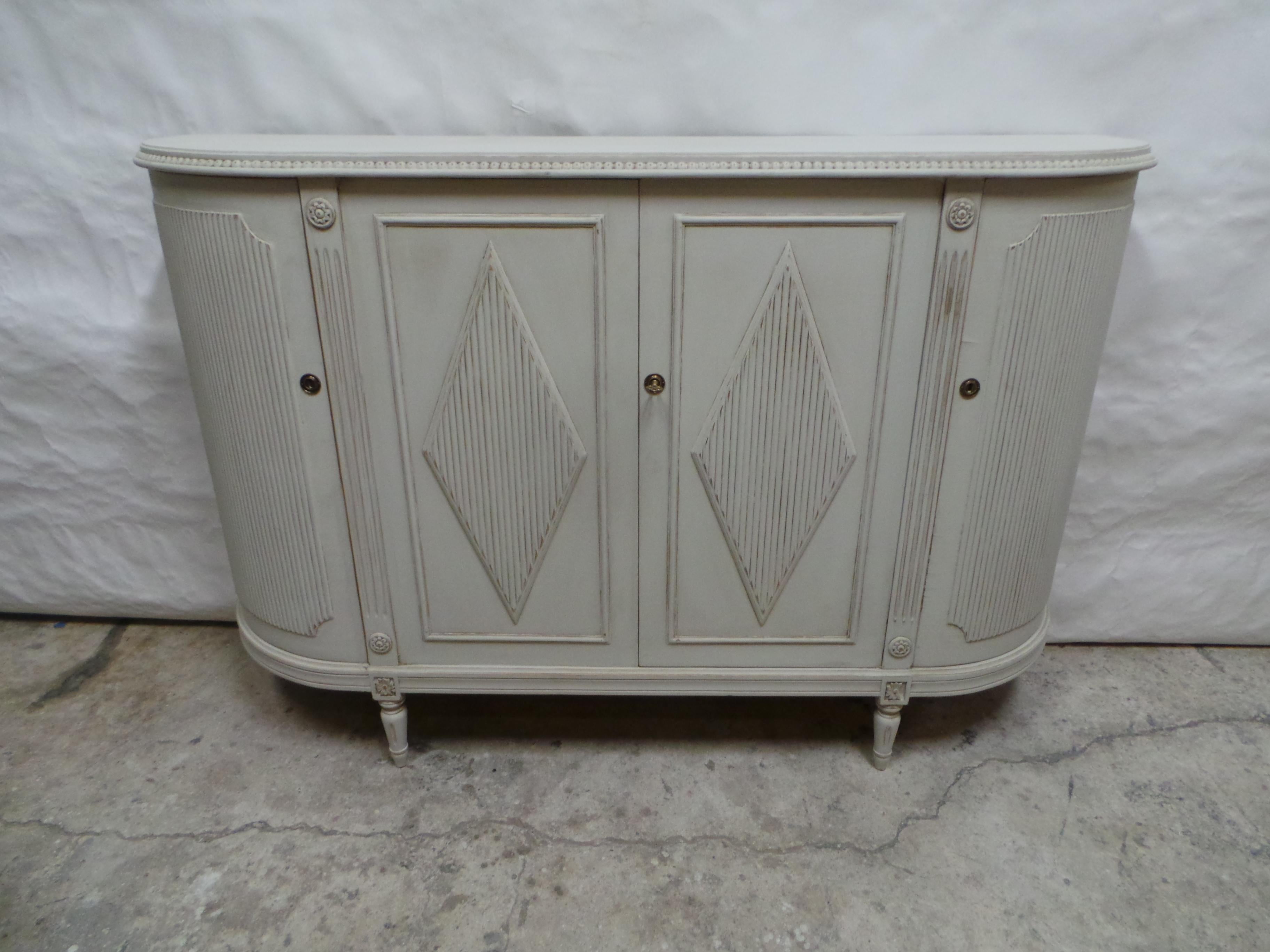 This is a Swedish Gustavian Style Sideboard 4 Door.  its been restored and repainted with Milk Paints 