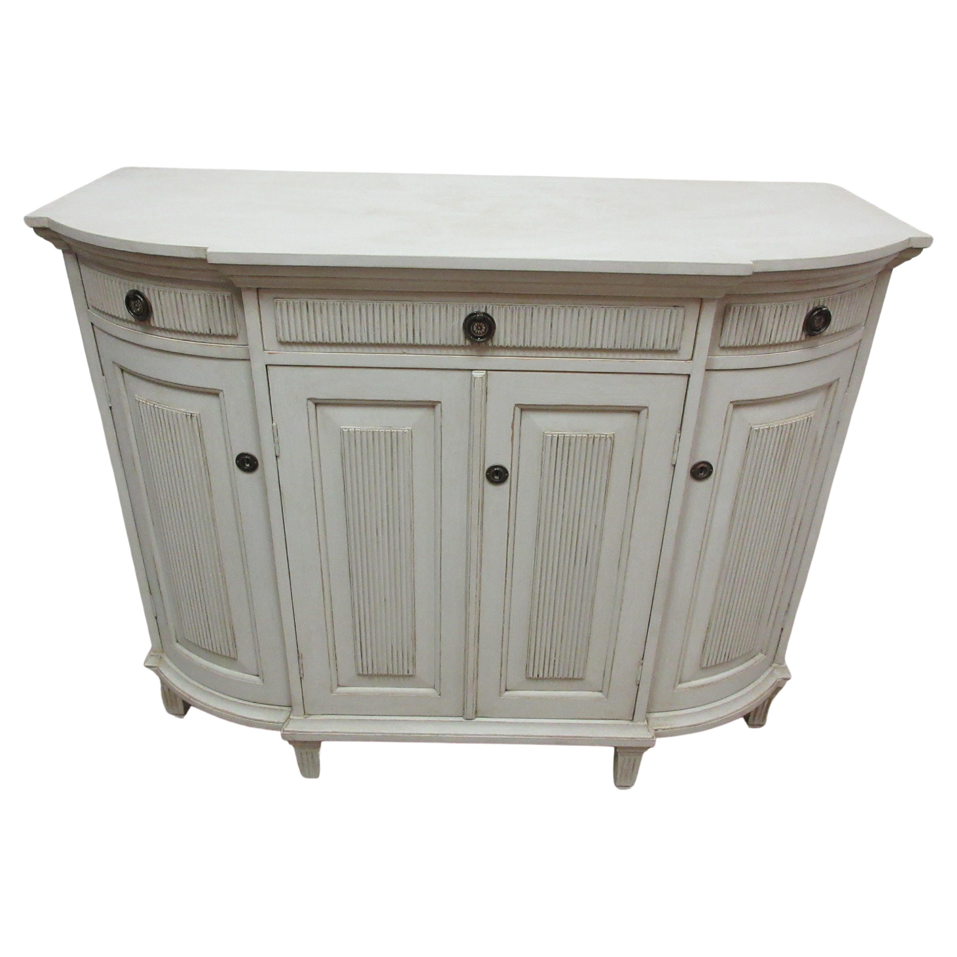 This is a unique Swedish Gustavian Style Sideboard. its been restored and repainted with Milk Paints 