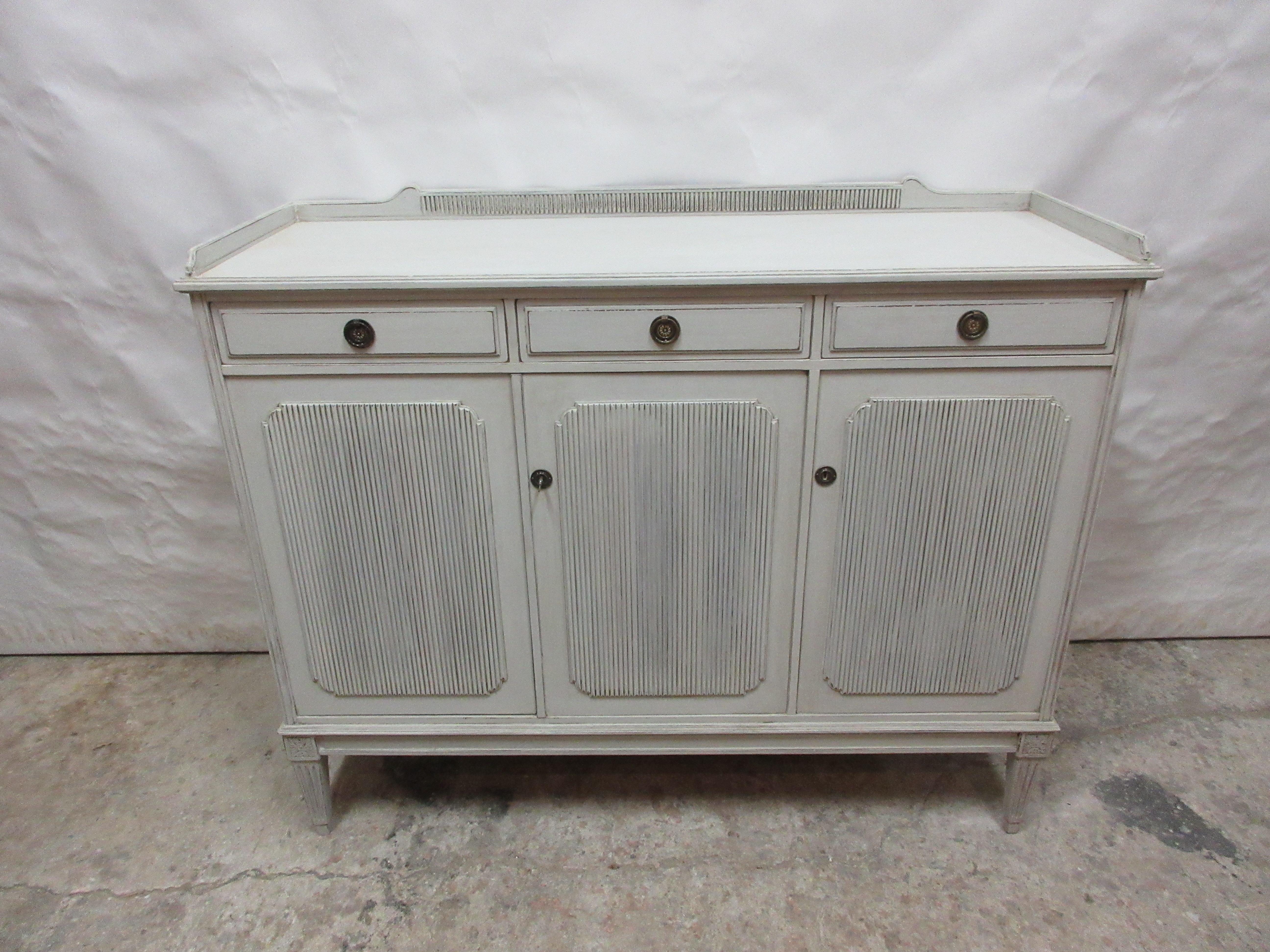 This is a Unique Swedish Gustavian Style Sideboard , its been restored and repainted in Milk Paints 