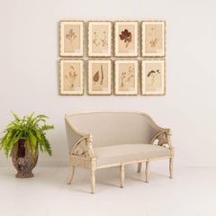 Sofá Sueco Gustaviano Banco o Settee con Tallas de Grifo en Pintura Original