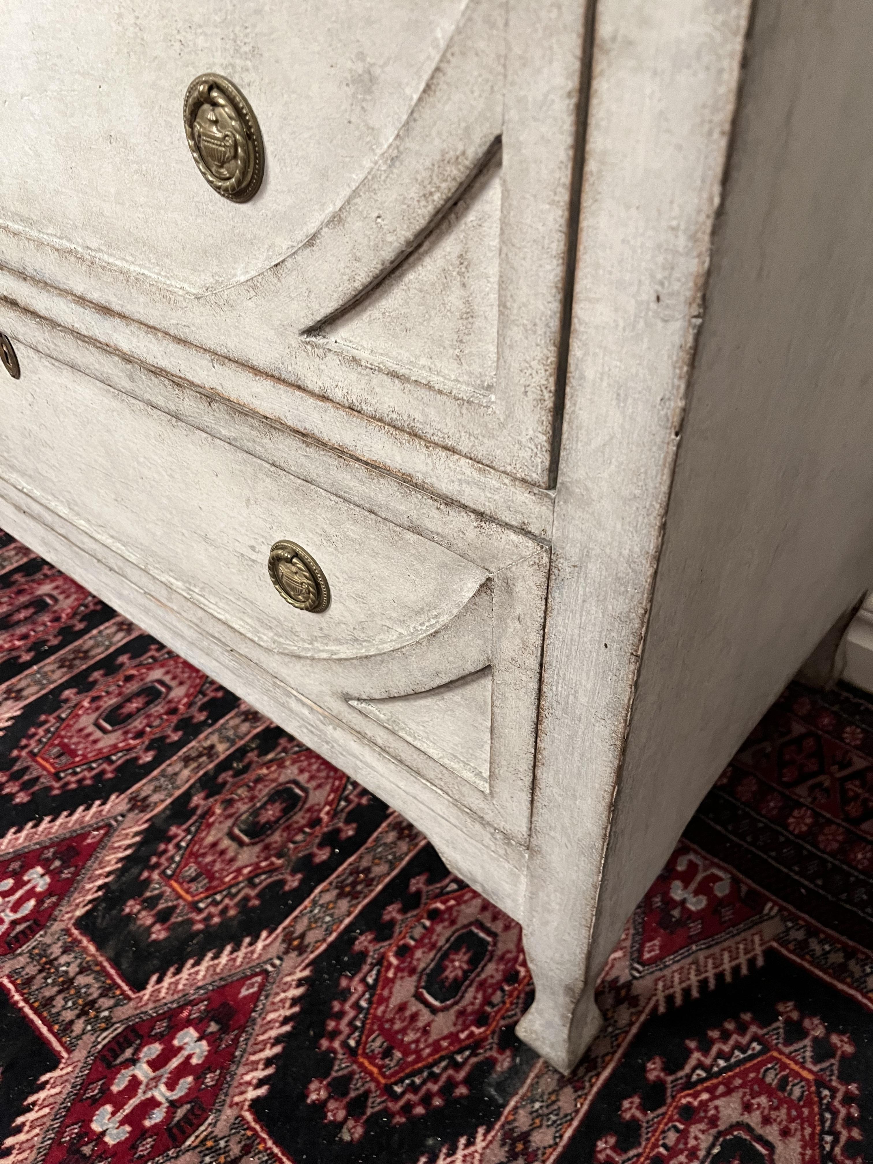 Brass Swedish Gustavian style three-drawer chest from circa 1900 For Sale