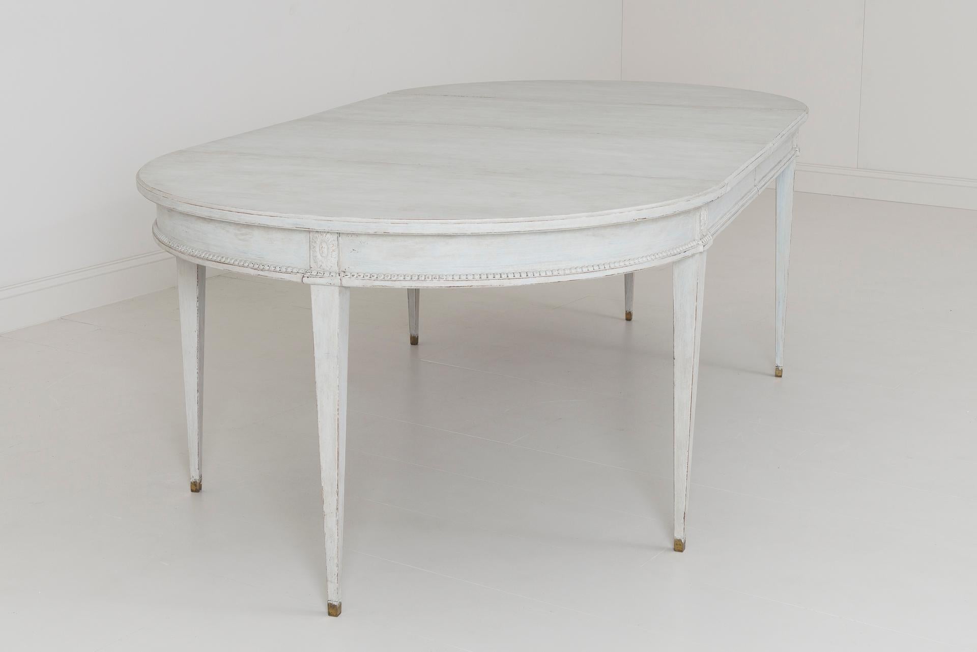 Swedish Gustavian Style Two-Leaf Extension Dining Table with Original Brass Feet 5