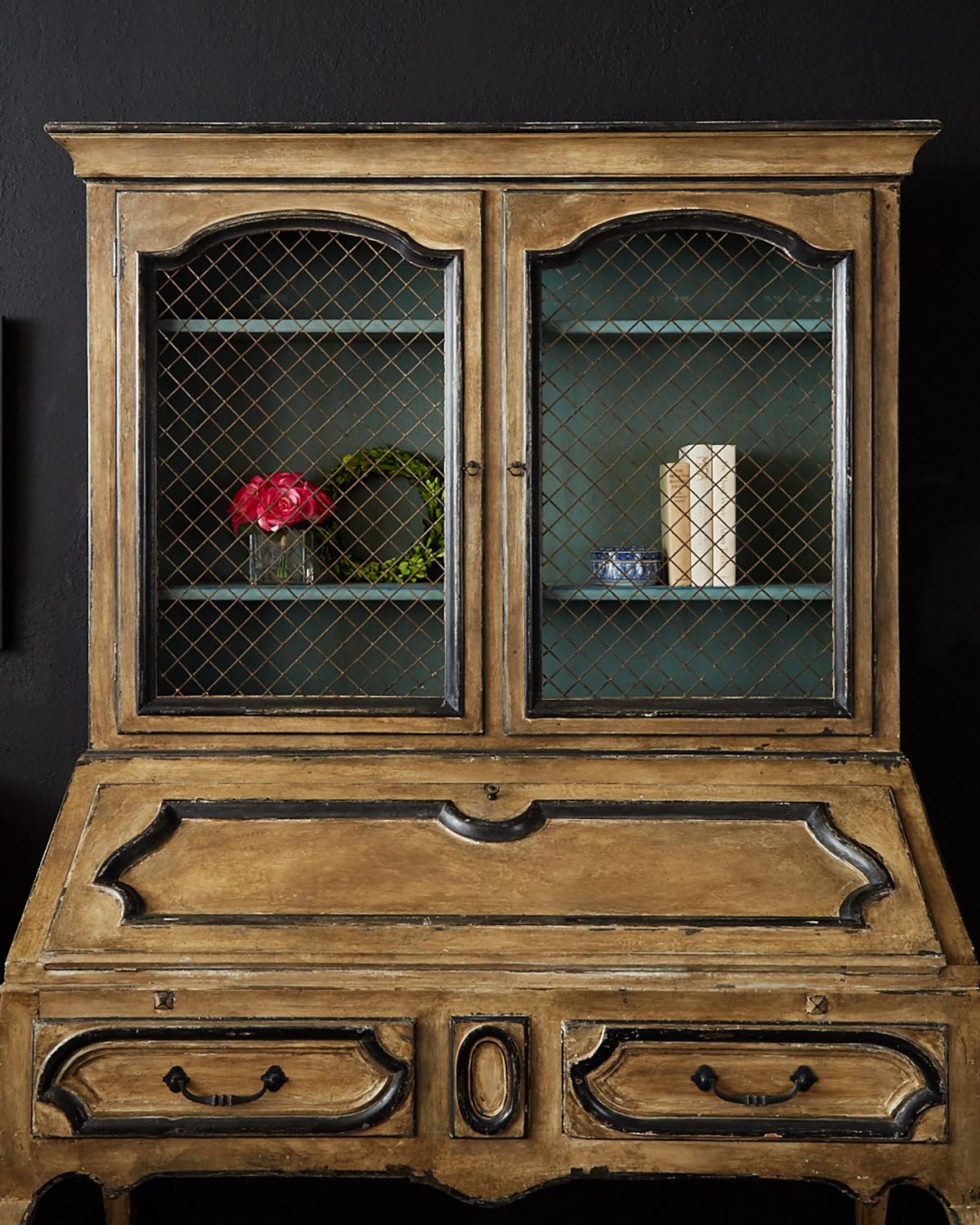 Swedish Gustavian Style Two-Part Secretaire Bookcase In Good Condition In Rio Vista, CA