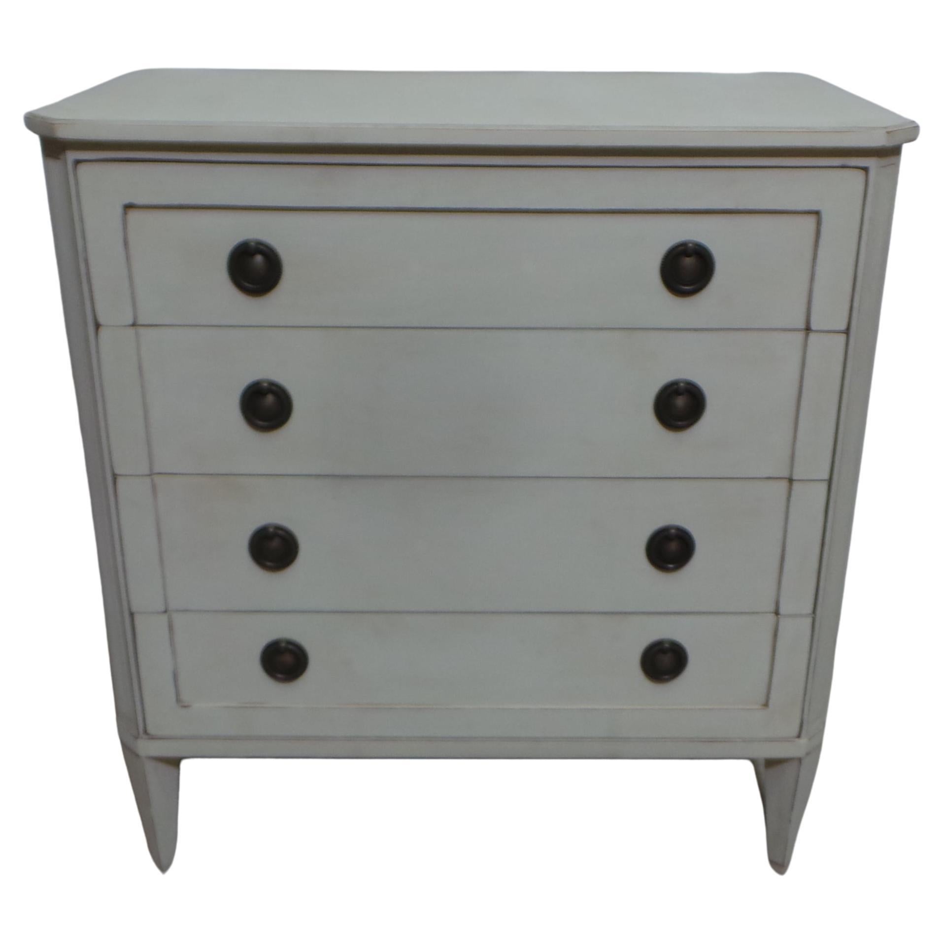Swedish Gustavian Style Unique 4 Drawer Chest Of Drawers For Sale