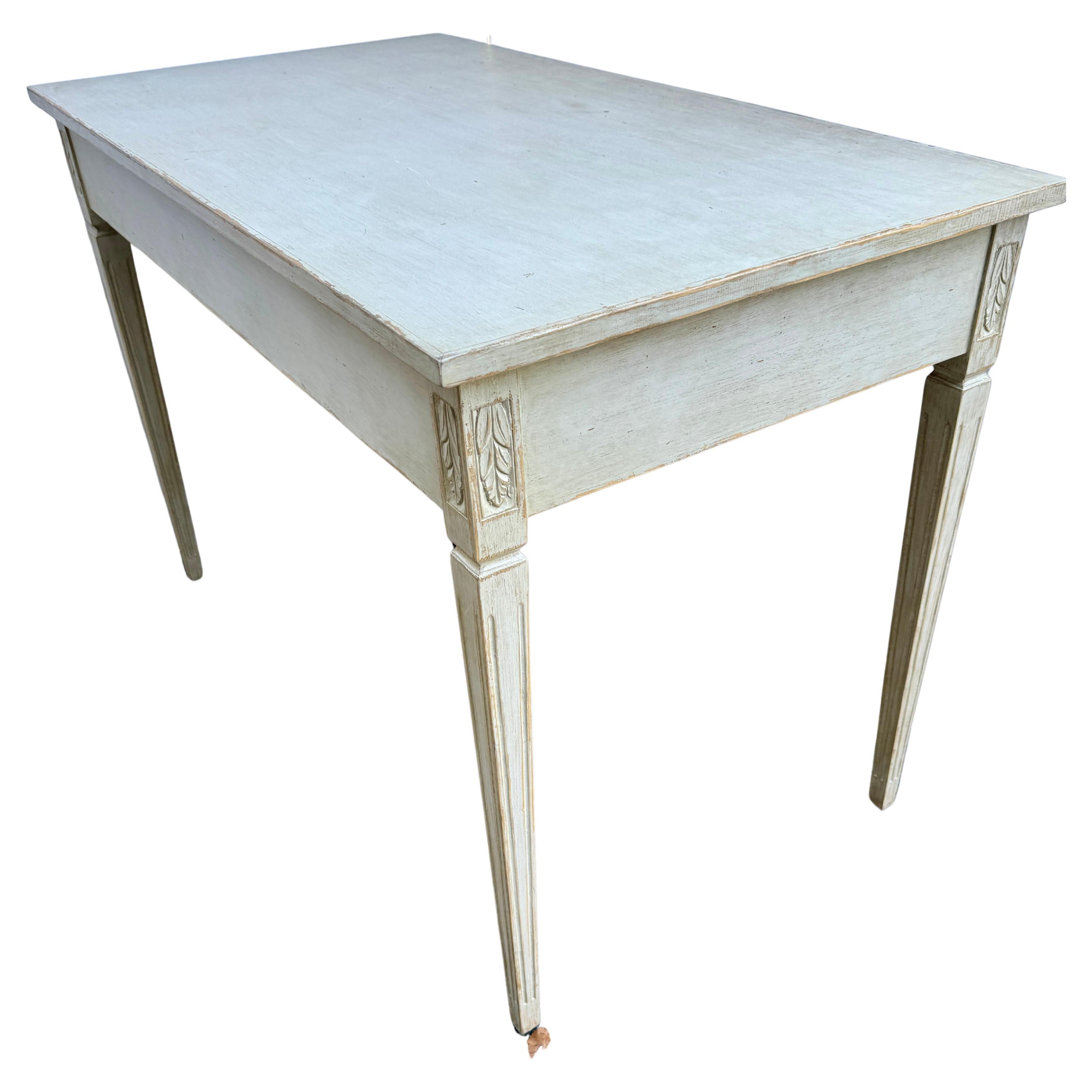 Hand-Crafted Swedish Gustavian Style Writing Desk With Drawer For Sale