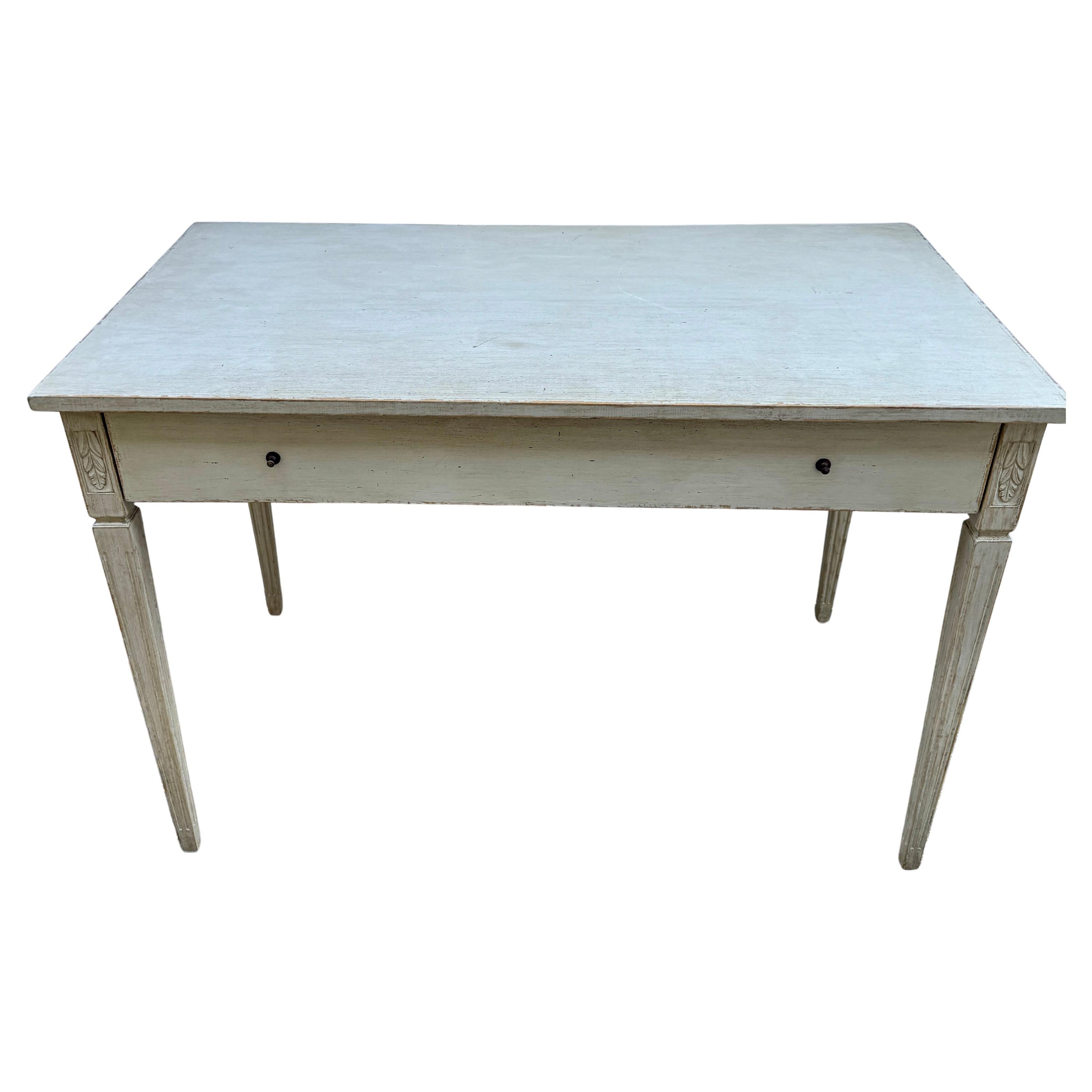 Wood Swedish Gustavian Style Writing Desk With Drawer For Sale