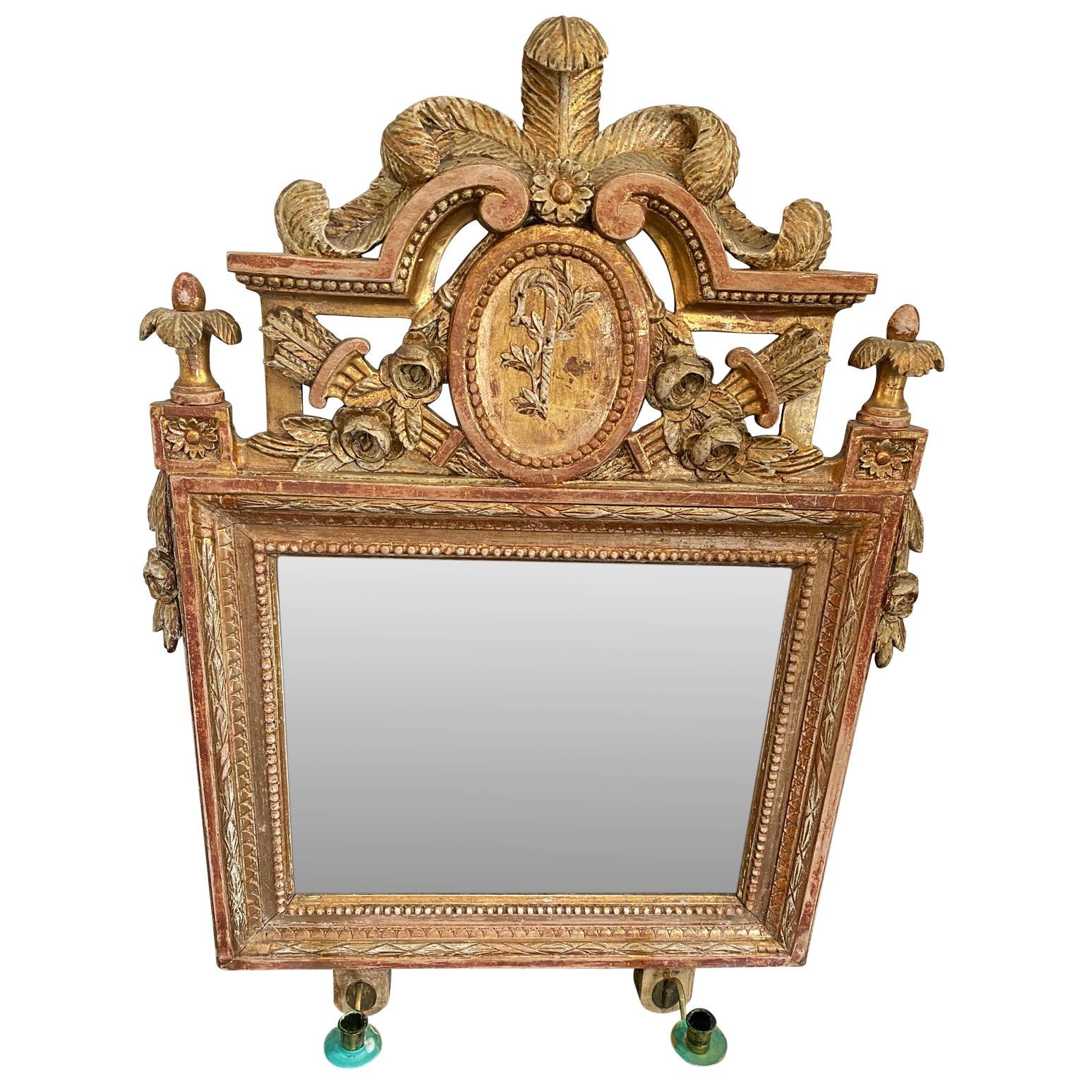 Fait main Scones murales Gustavian suédoises à deux lumières en bois doré en vente