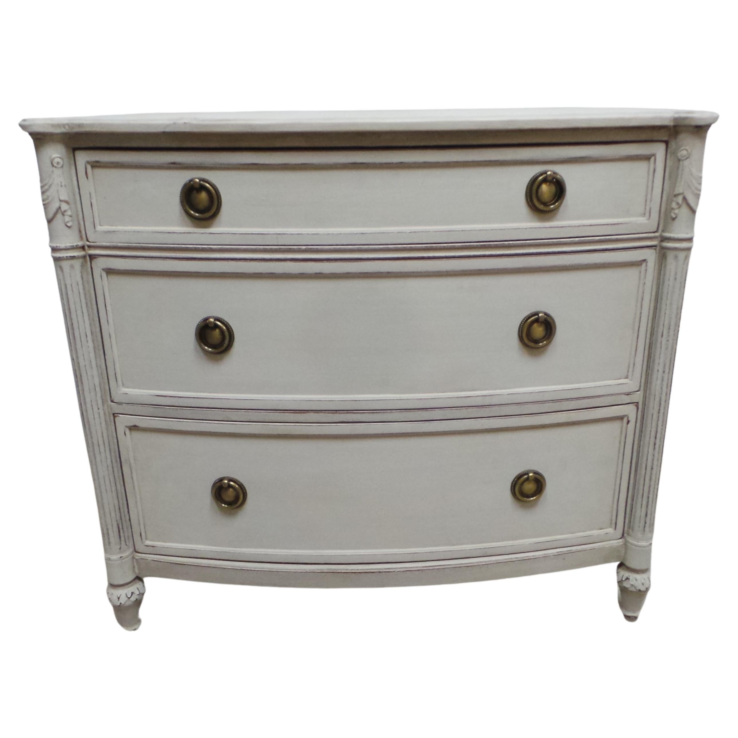 Swedish Gustavian Unique 3 Drawer Chest Of Drawers