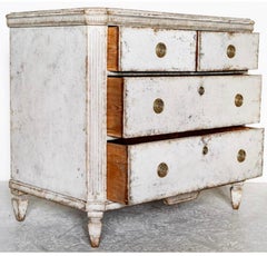 Swedish Gustavian White Grey Painted Chest of Drawers Commode C.1870