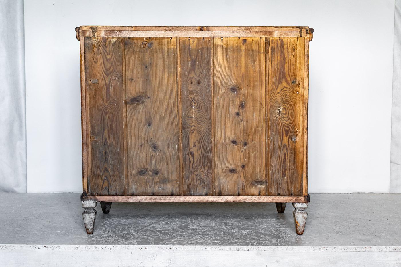 Pine Swedish Gustavian White Grey Painted Chest of Drawers Commode C.1870