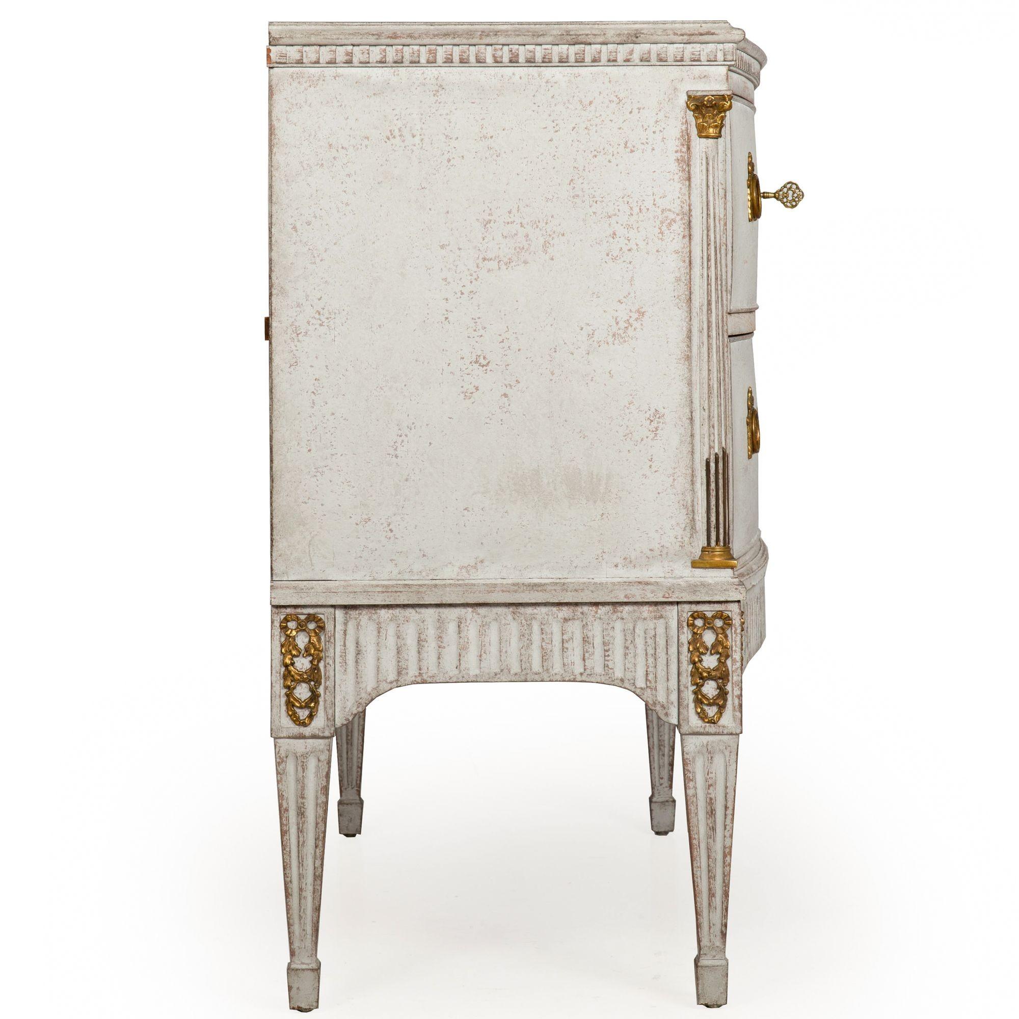 European Swedish Gustavian White Painted Chest of Drawers For Sale