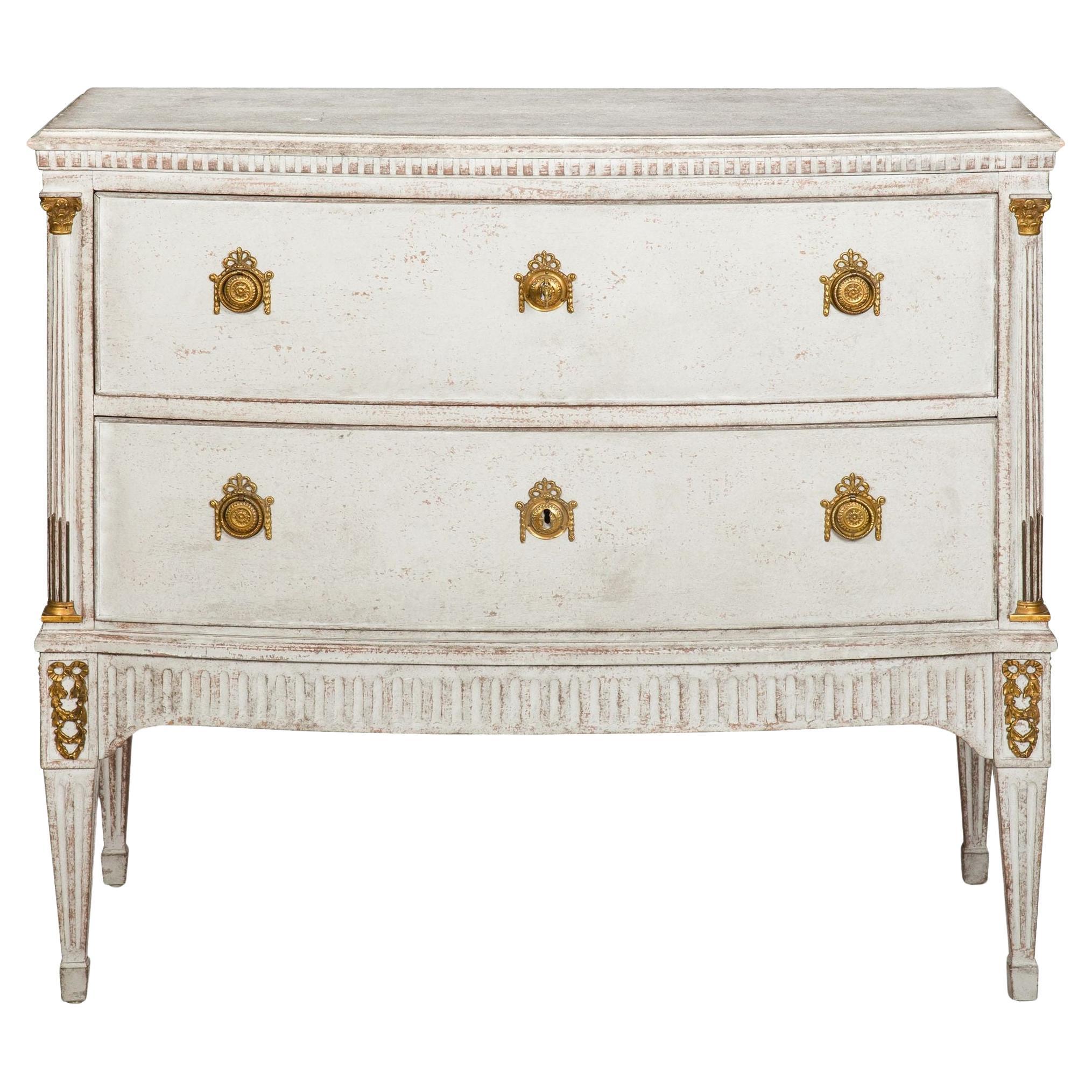 Swedish Gustavian White Painted Chest of Drawers For Sale