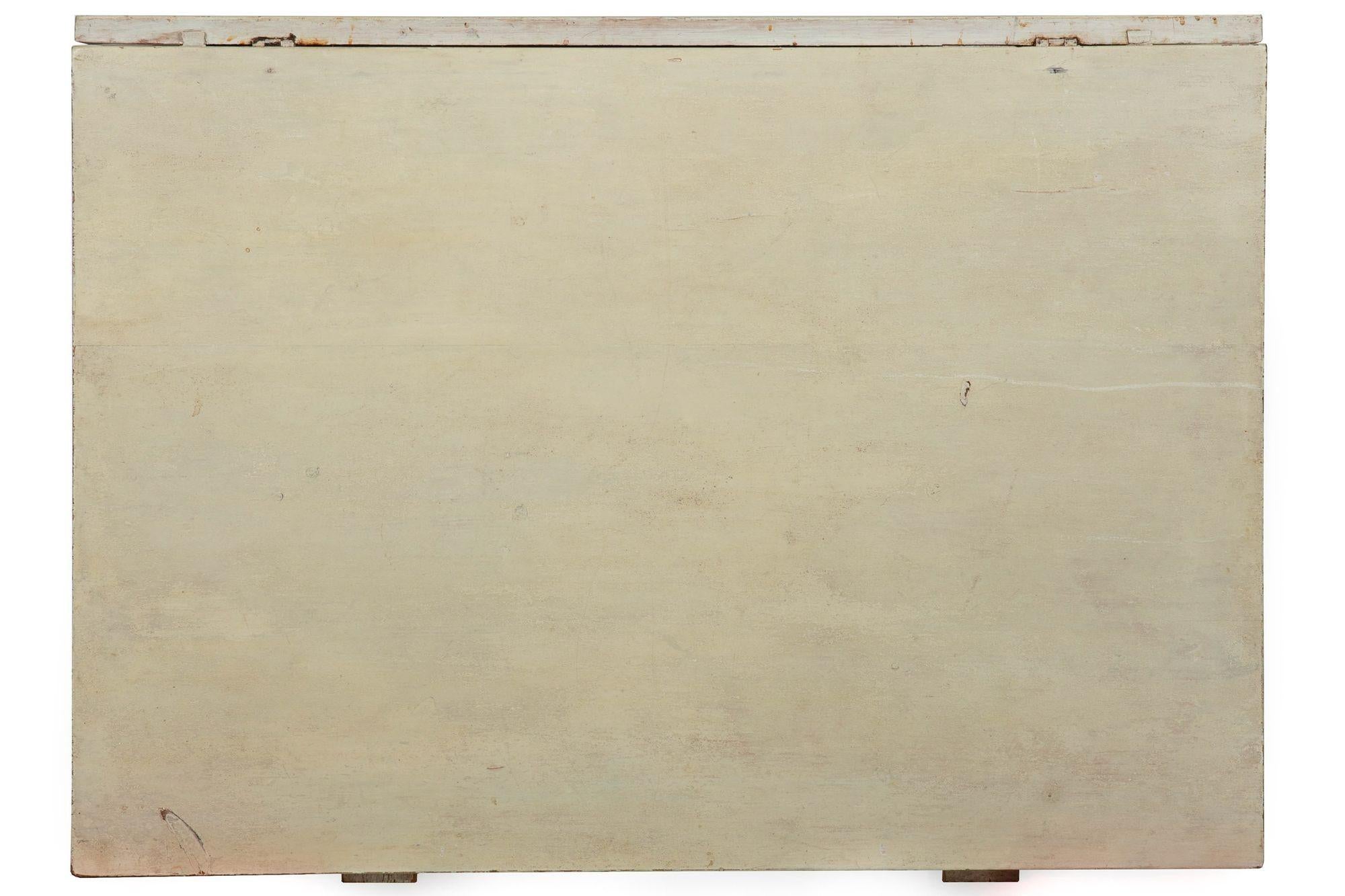 Mesa de Comedor Antigua Gustaviana Sueca Pintada de Blanco con Hojas Caídas siglo XIX en venta