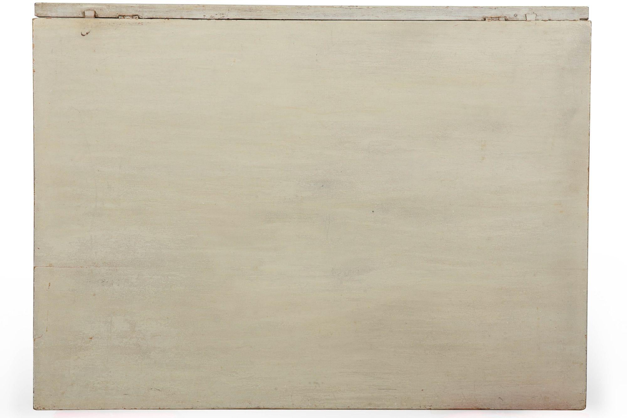 Mesa de Comedor Antigua Gustaviana Sueca Pintada de Blanco con Hojas Caídas Madera en venta