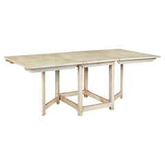 Swedish Gustavian White Painted Drop Leaf Antique Dining Table