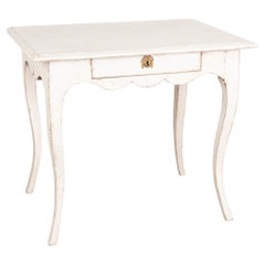 Swedish Gustavian White Side Table with Cabriolet Legs, circa 1850-70