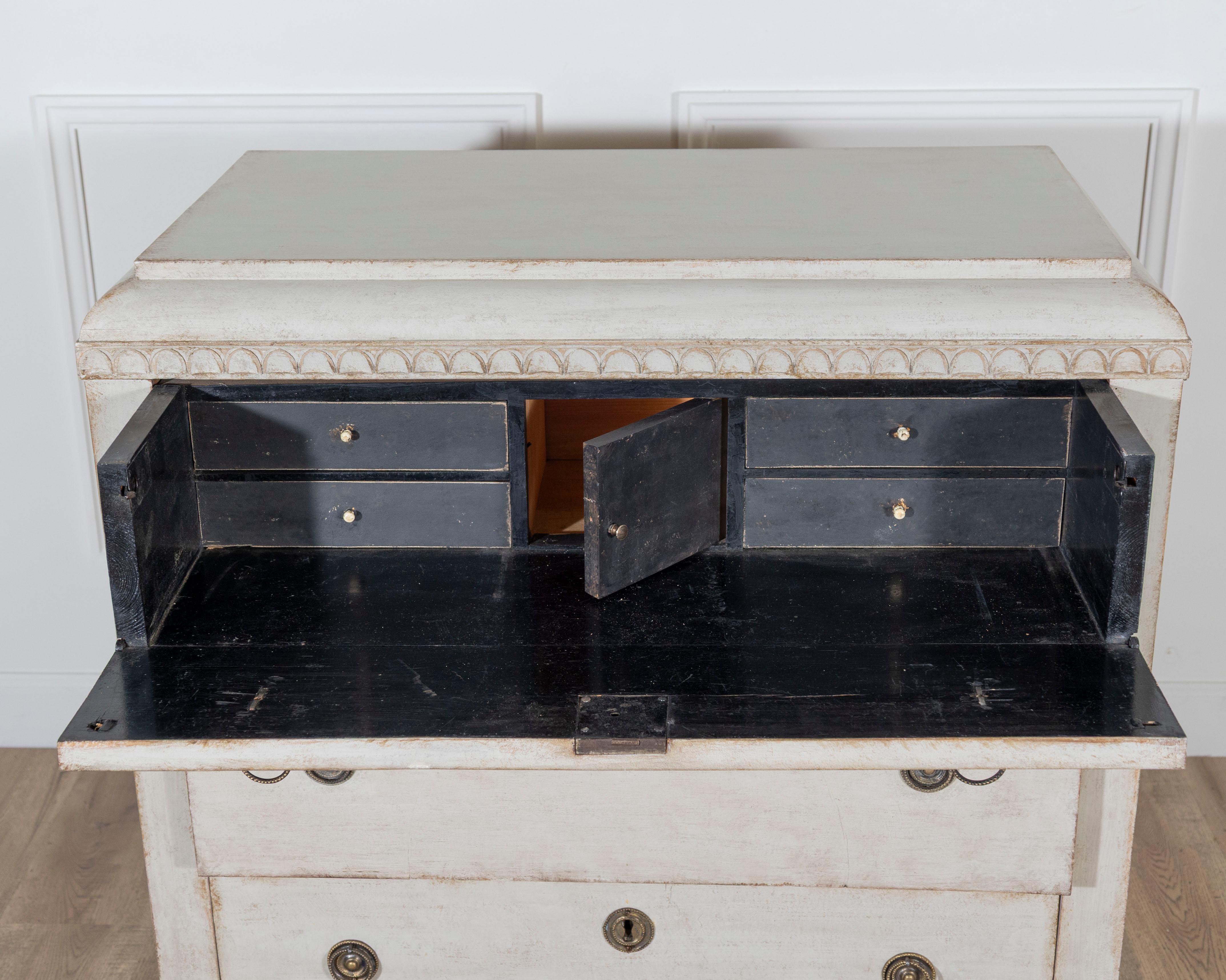 Swedish Gustavian Writing Chest of Drawers, circa 1840–1850 In Good Condition For Sale In Atlanta, GA
