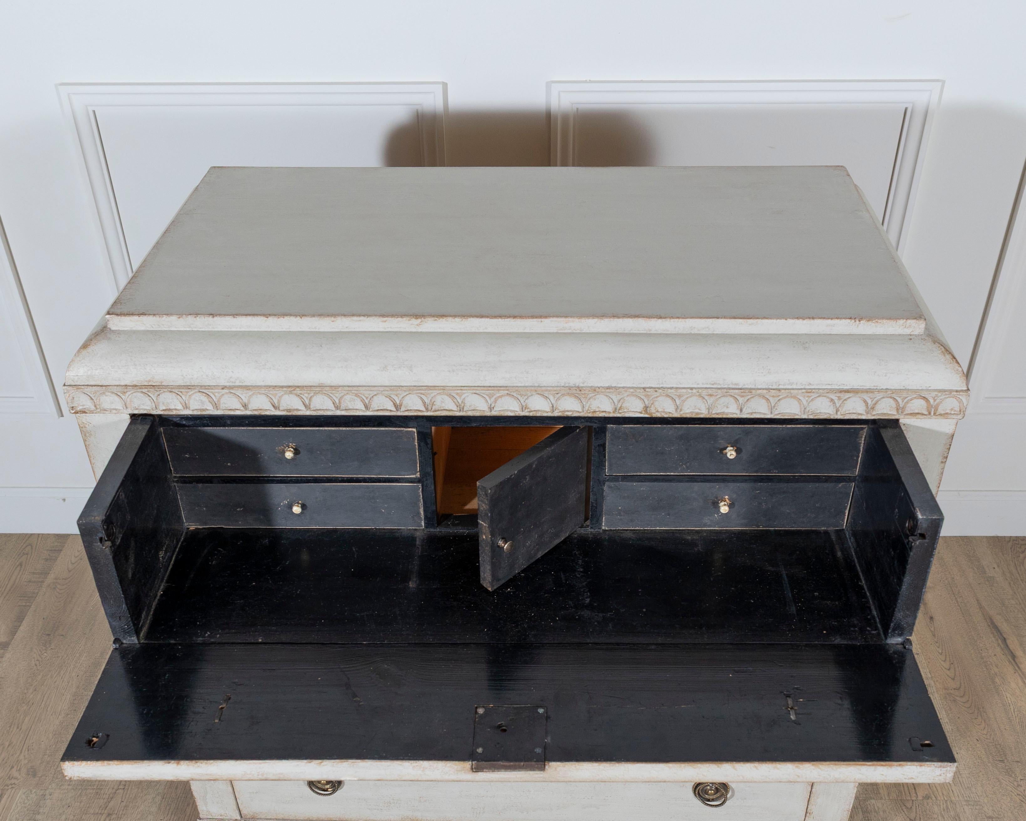 19th Century Swedish Gustavian Writing Chest of Drawers, circa 1840–1850 For Sale