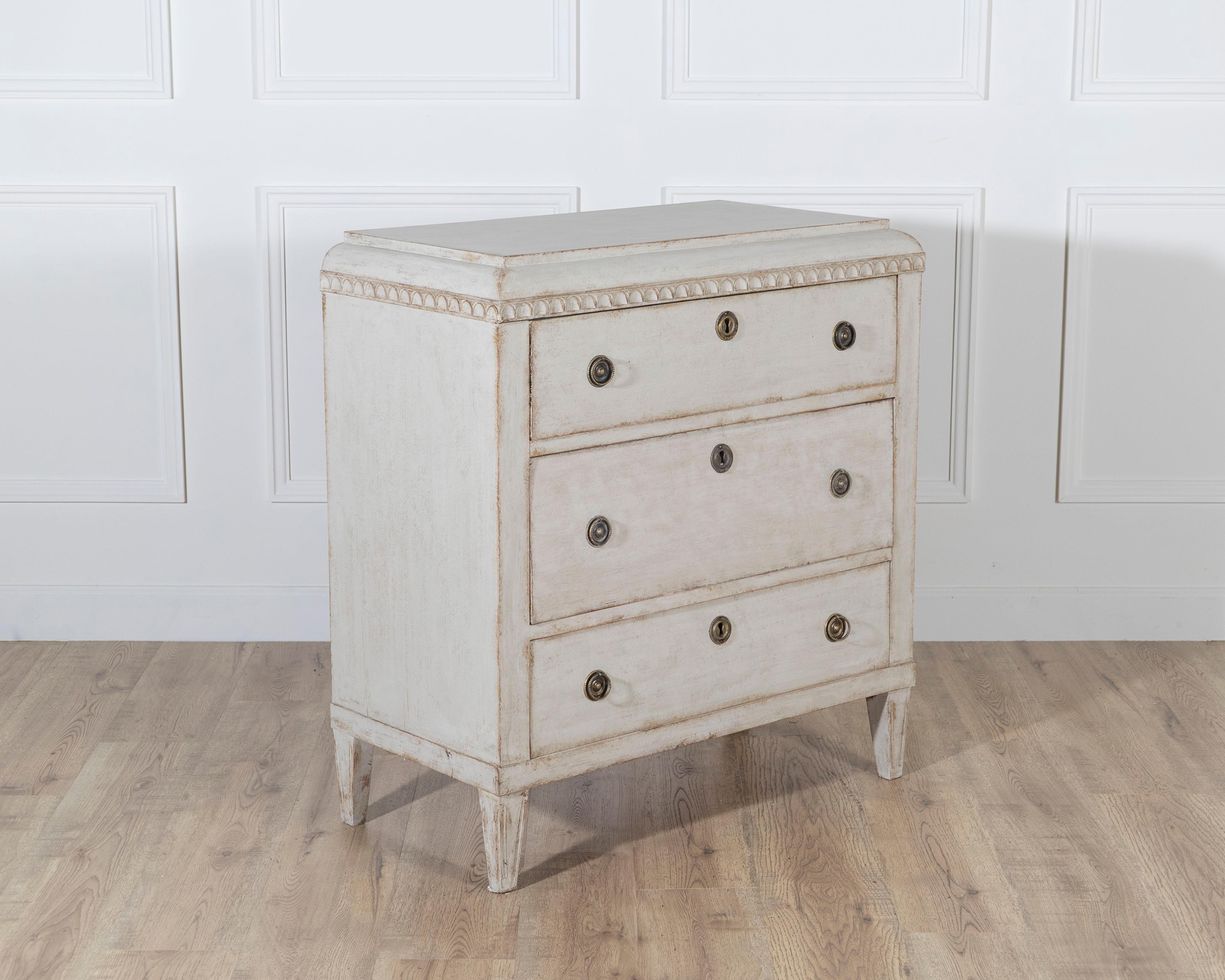 Pine Swedish Gustavian Writing Chest of Drawers, circa 1840–1850 For Sale
