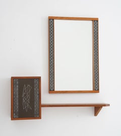 Swedish Hallway Shelf and Mirror in Teak by Hans-Agne Jakobsson