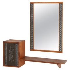 Swedish Hallway Shelf and Mirror in Teak by Hans-Agne Jakobsson