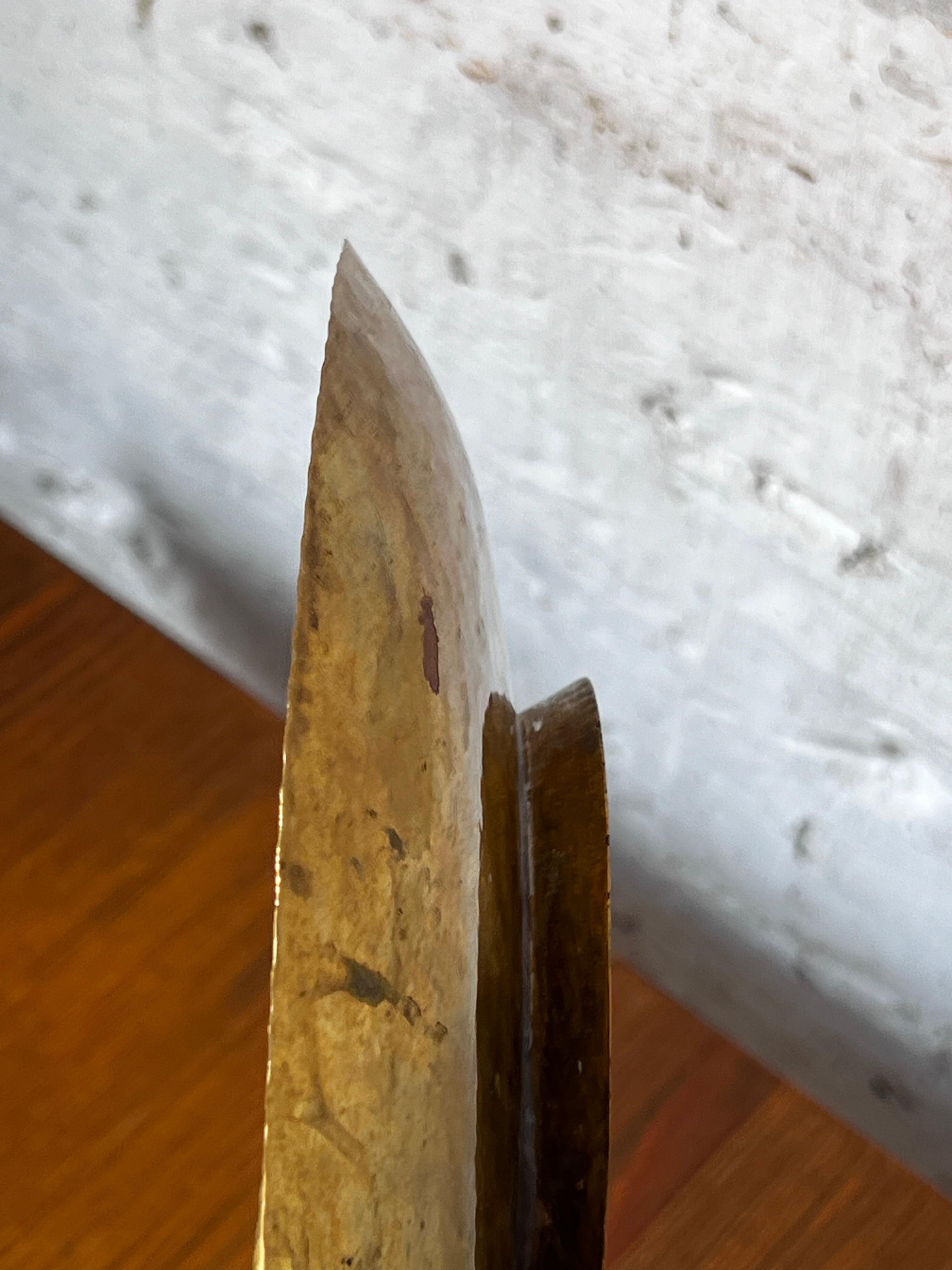 Mid-20th Century Swedish hammered brass bowl / plater folk craft handmade