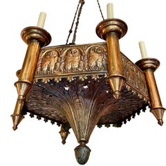 Swedish Hammered Copper Chandelier