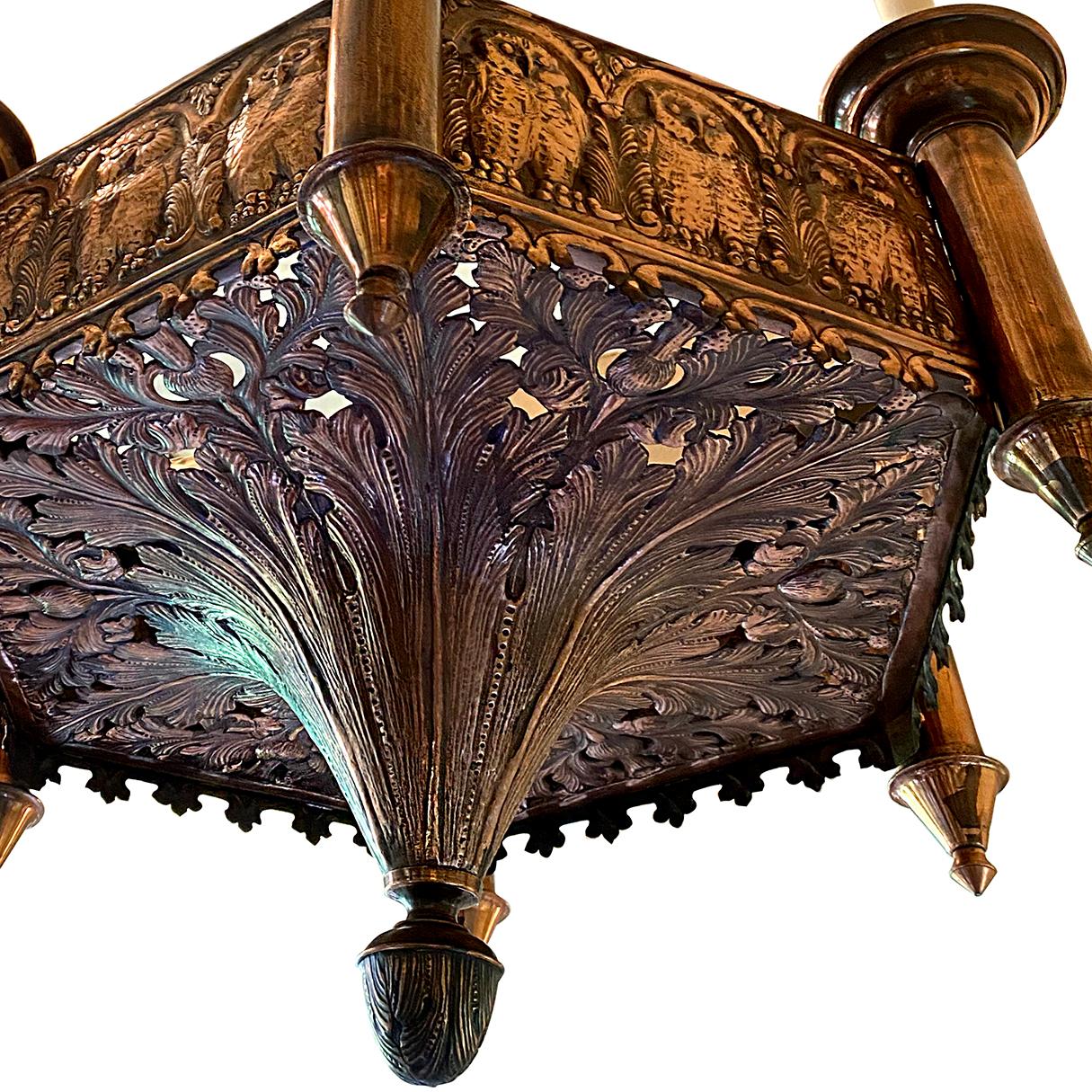 Swedish Hammered Copper Chandelier In Good Condition In New York, NY