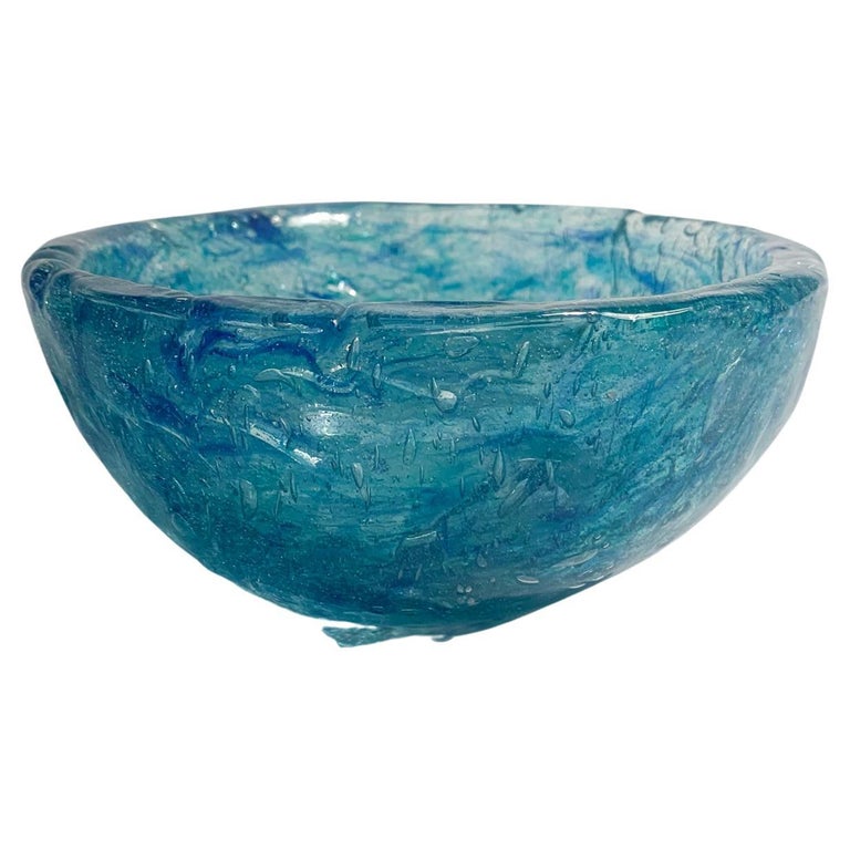 Swedish Hand Blown Blue Glass Bowl, 1970s For Sale at 1stDibs
