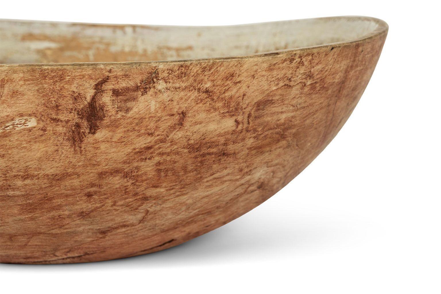 19th Century Swedish Hand-Carved Root Bowl in Faded Red Paint