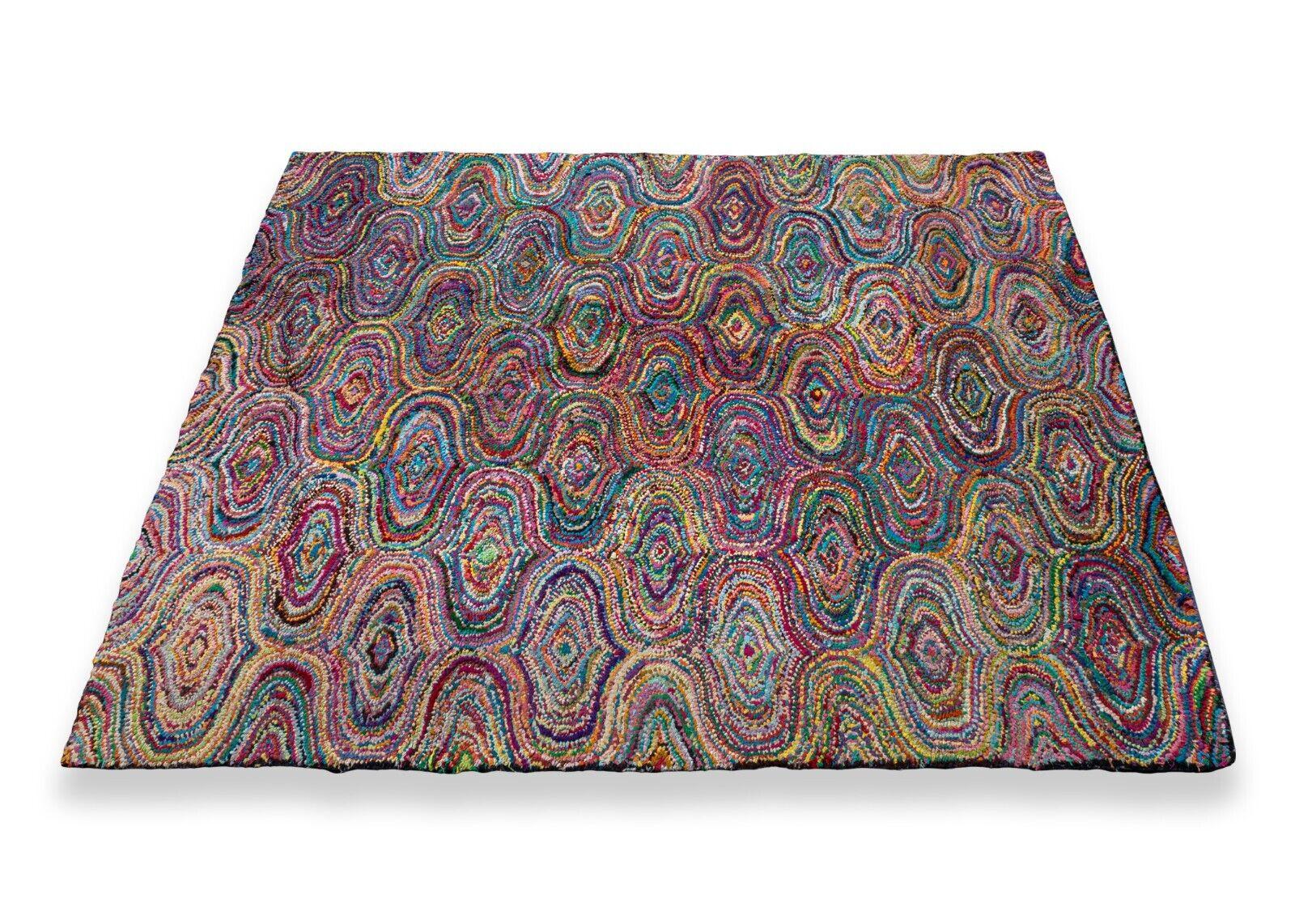 Swedish hand hooked vintage rag rug 1970's pop op art colors. In great condition. 9feet x 7 feet.