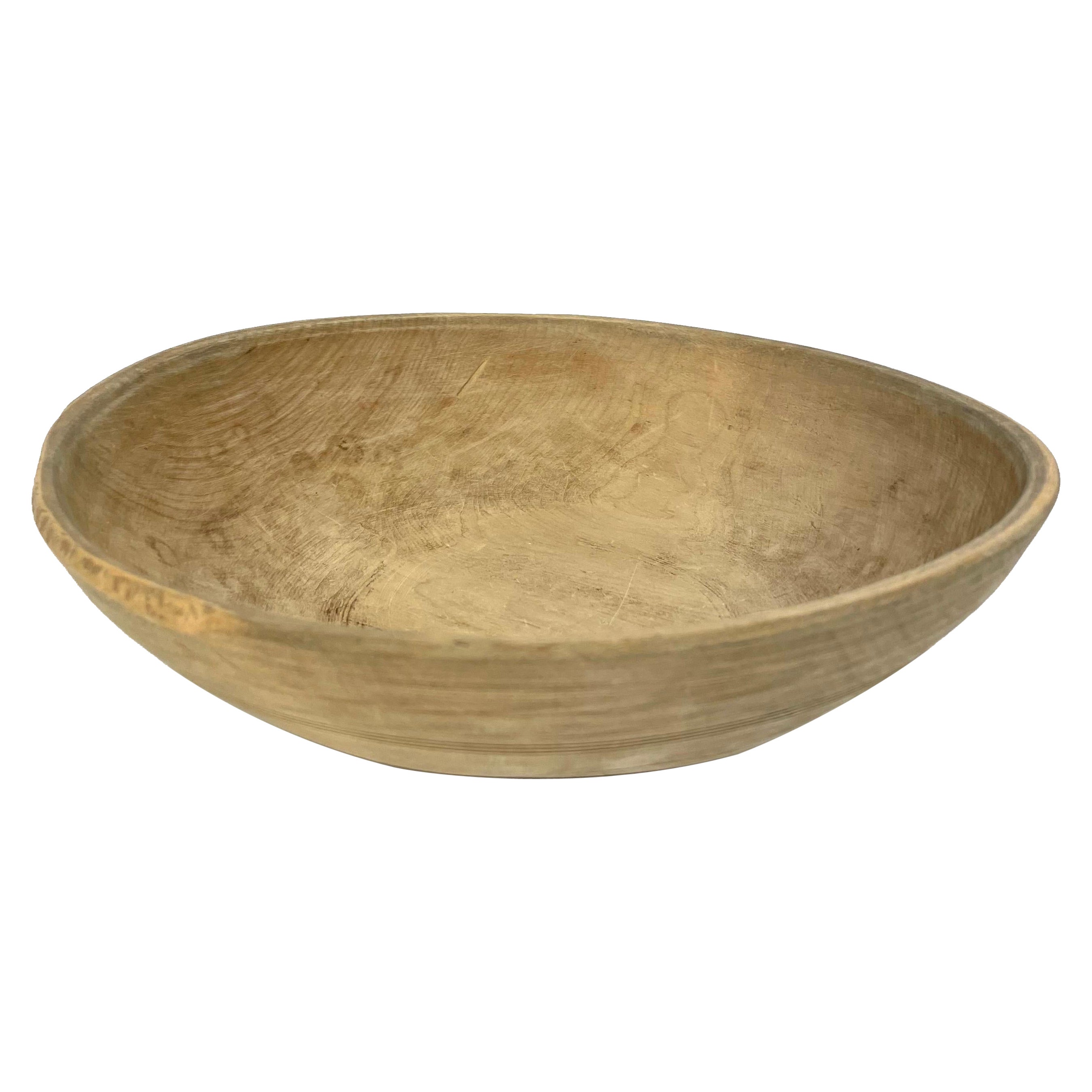 Swedish Hand-Krafted Turned 19th Century Wooden Folk Art Wooden Bowl in Pine