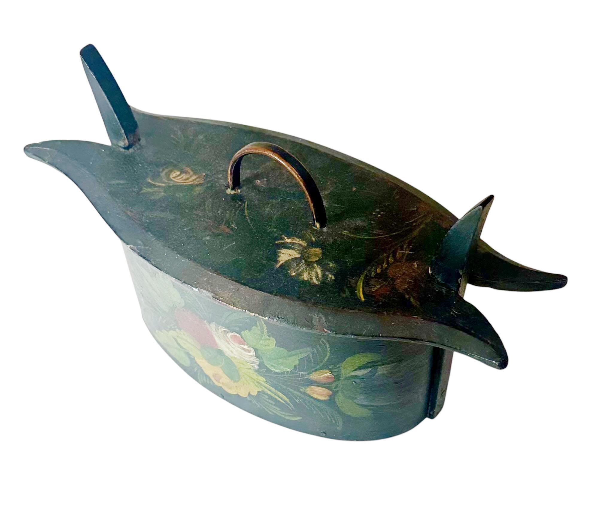 Late 19th Century Swedish Hand Painted Bentwood Box For Sale