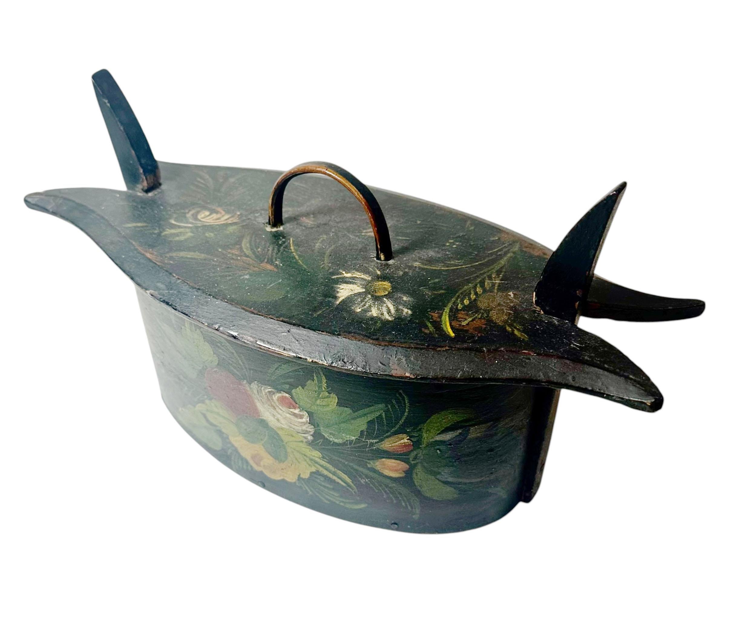 Swedish Hand Painted Bentwood Box For Sale 1