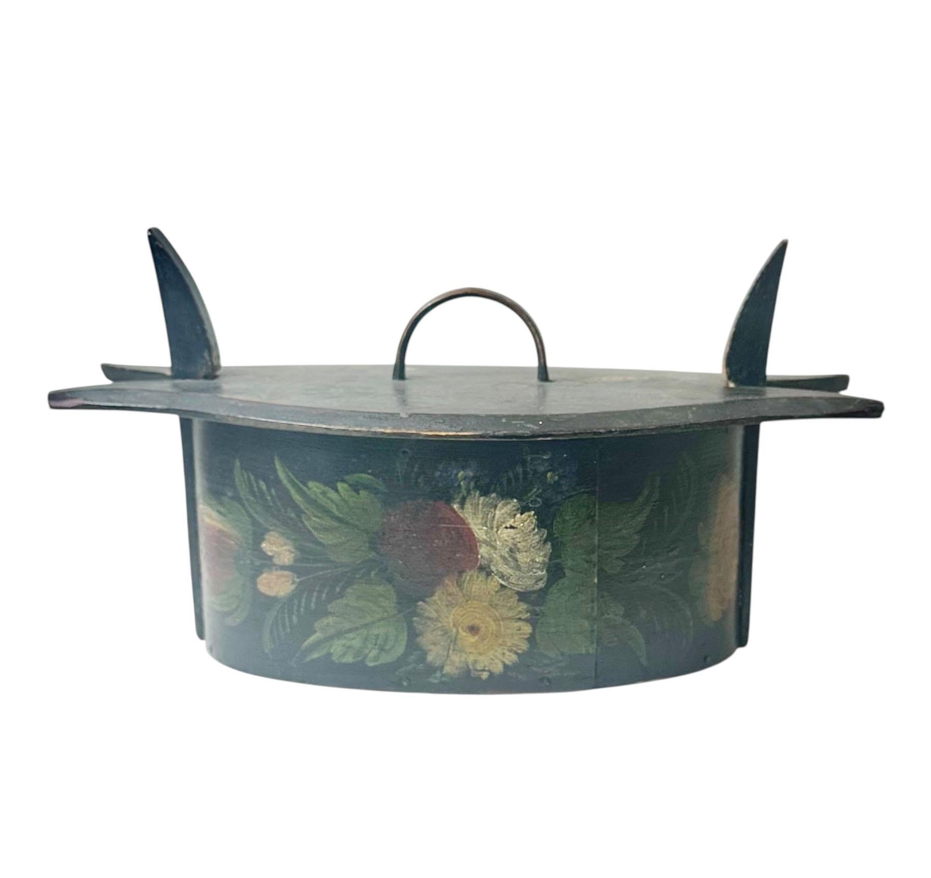 Swedish Hand Painted Bentwood Box For Sale 2