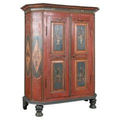Swedish Hand-Painted Pine Armoire Dated 1823