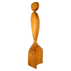 Schwedische handgefertigte Holzskulptur, abstrakte organische Figur, 1970er Jahre