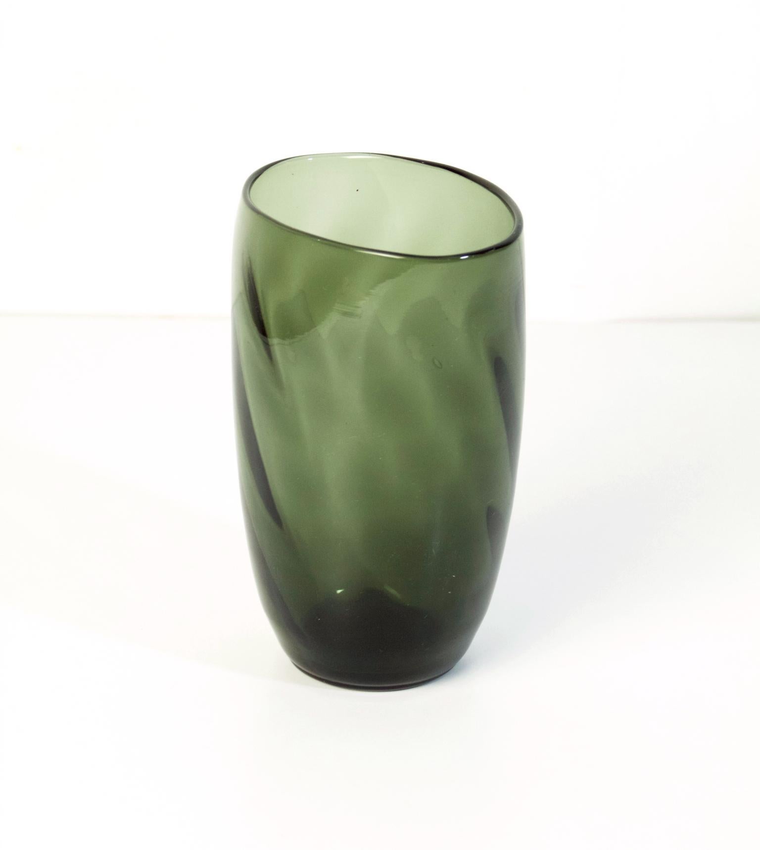 20th Century Swedish Handmade Art Deco Gray Glass Vase