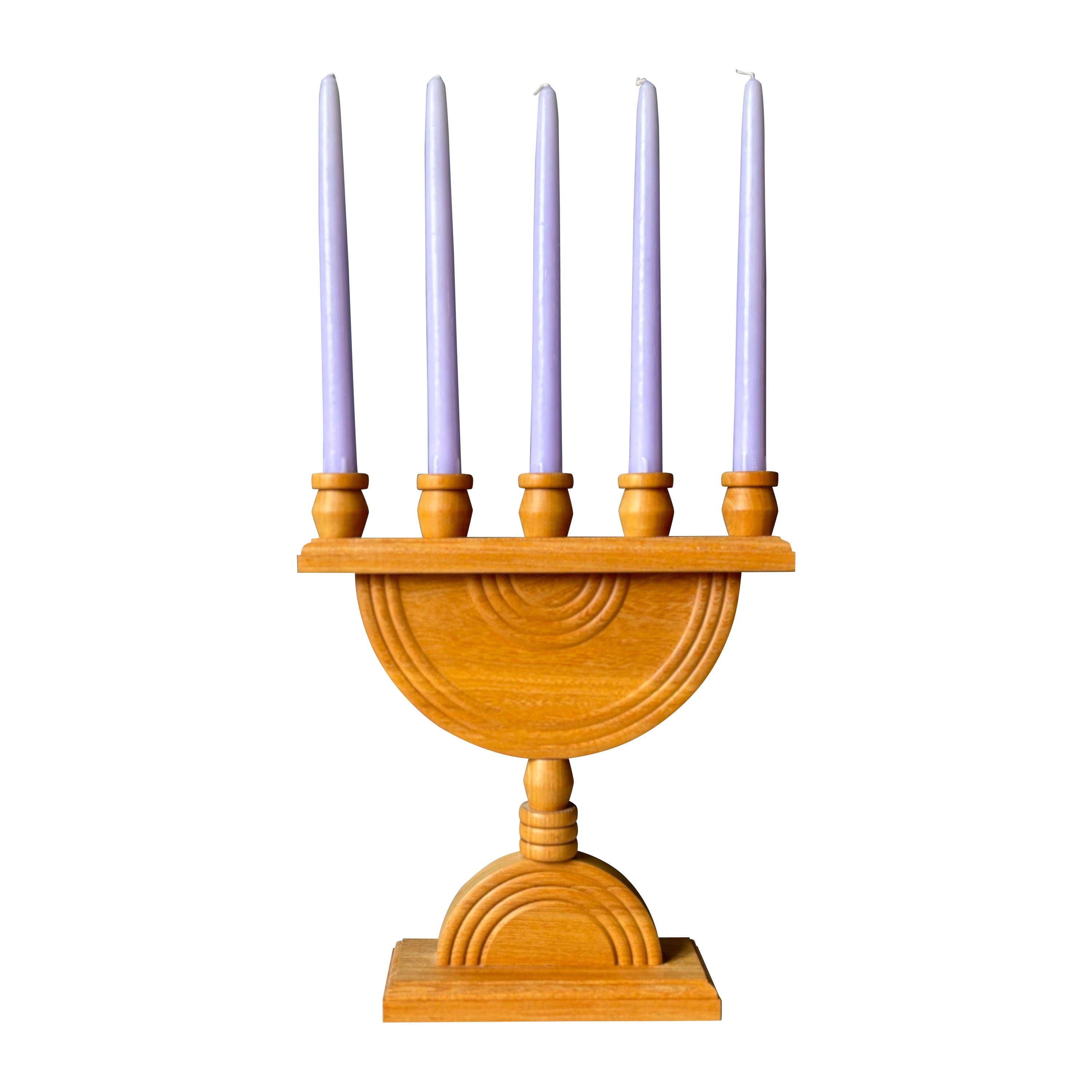 Swedish Handmade Wooden Candelabra For Sale