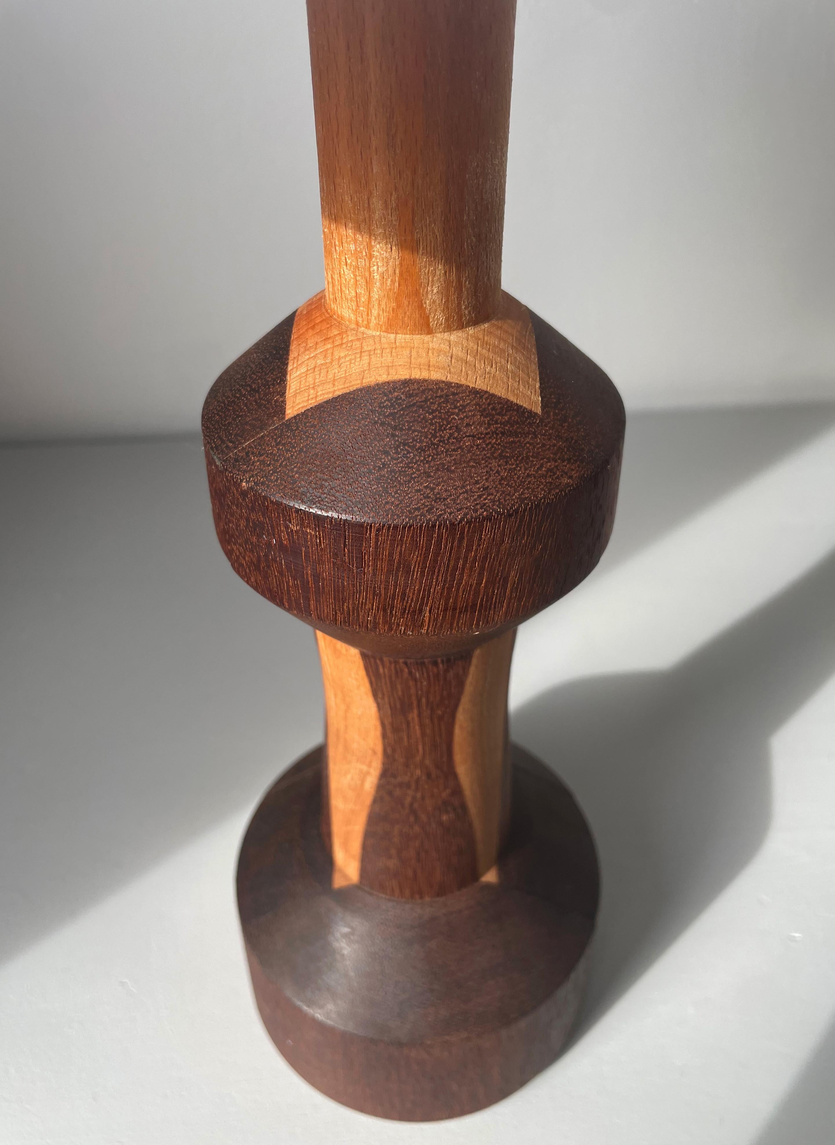 Mid-Century Modern Handmade Swedish Wooden Table Lamp, 1970s For Sale