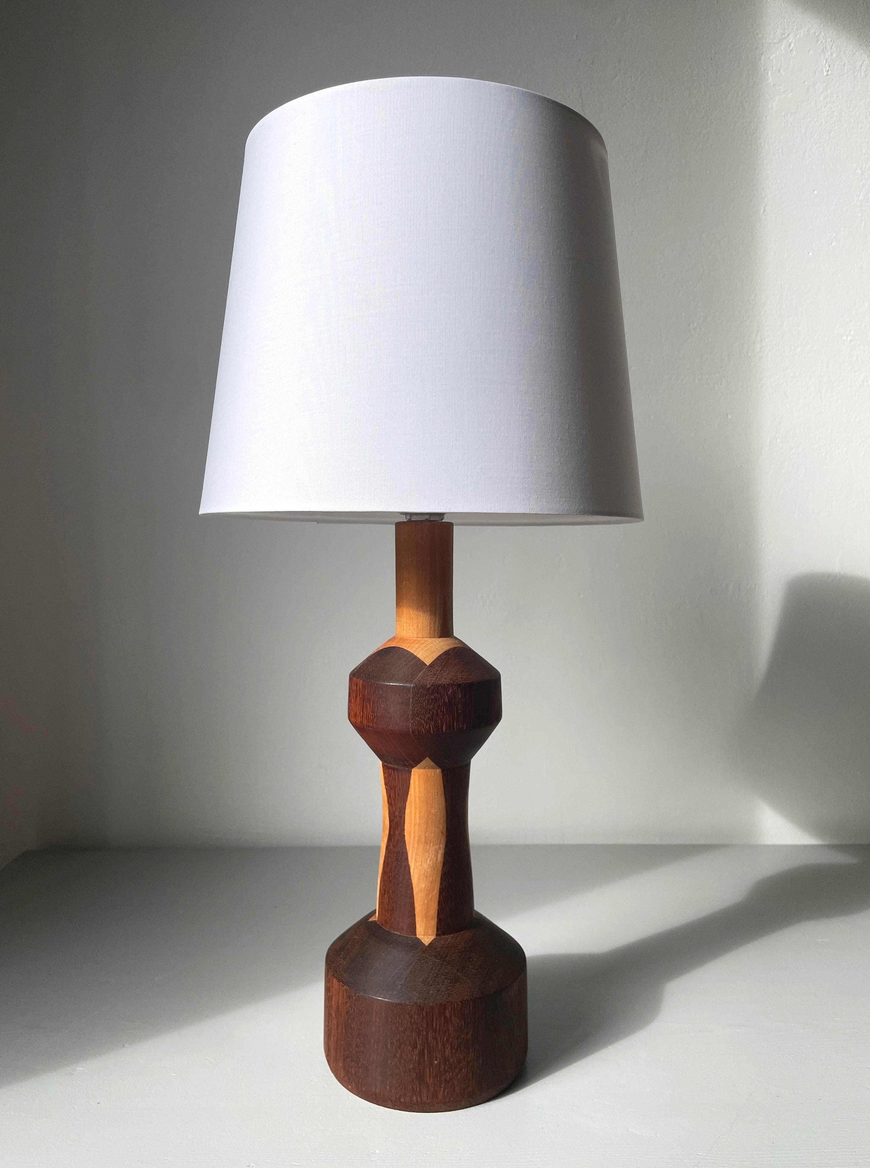 Hand-Crafted Handmade Swedish Wooden Table Lamp, 1970s For Sale