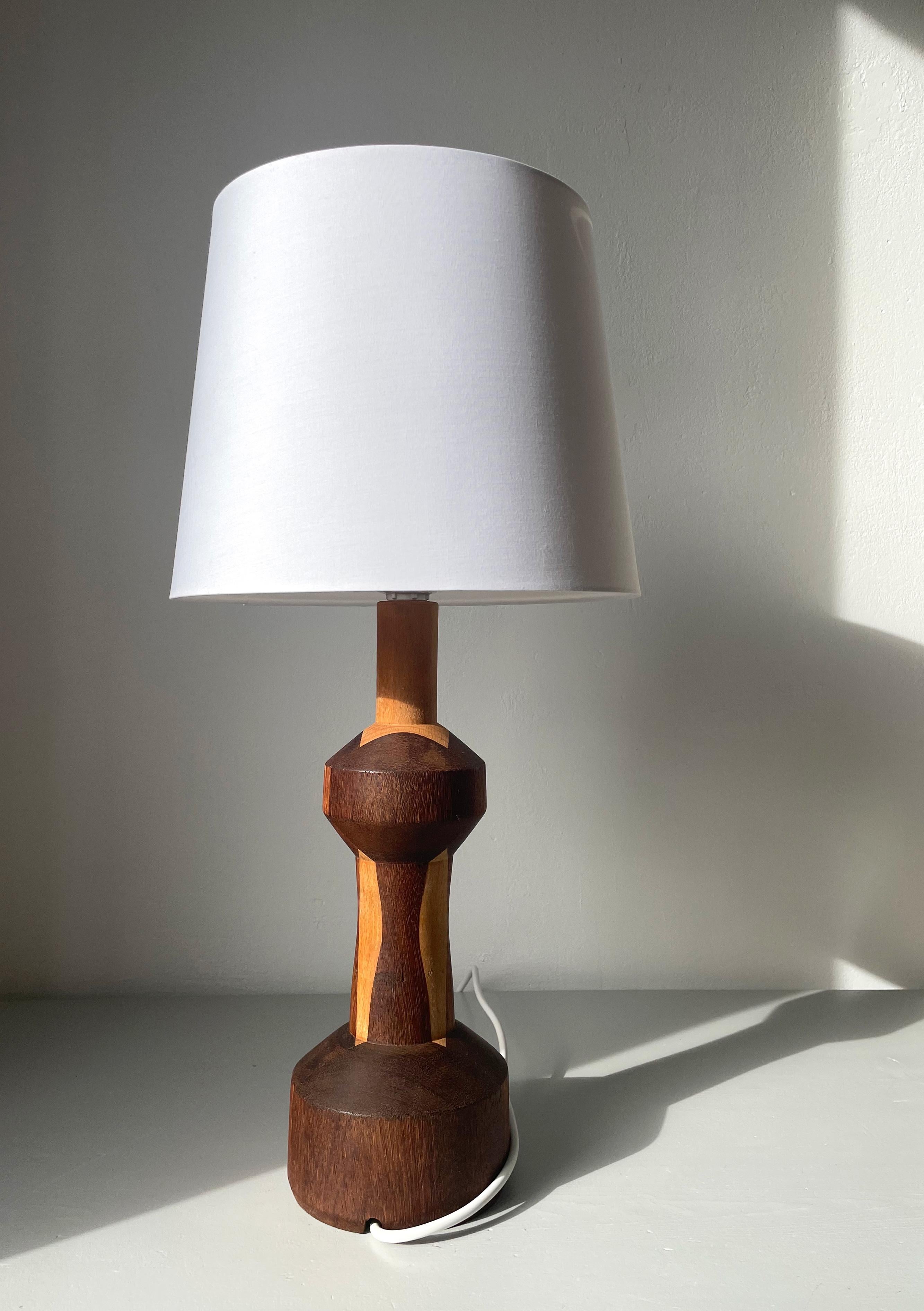 Handmade Swedish Wooden Table Lamp, 1970s In Good Condition For Sale In Copenhagen, DK