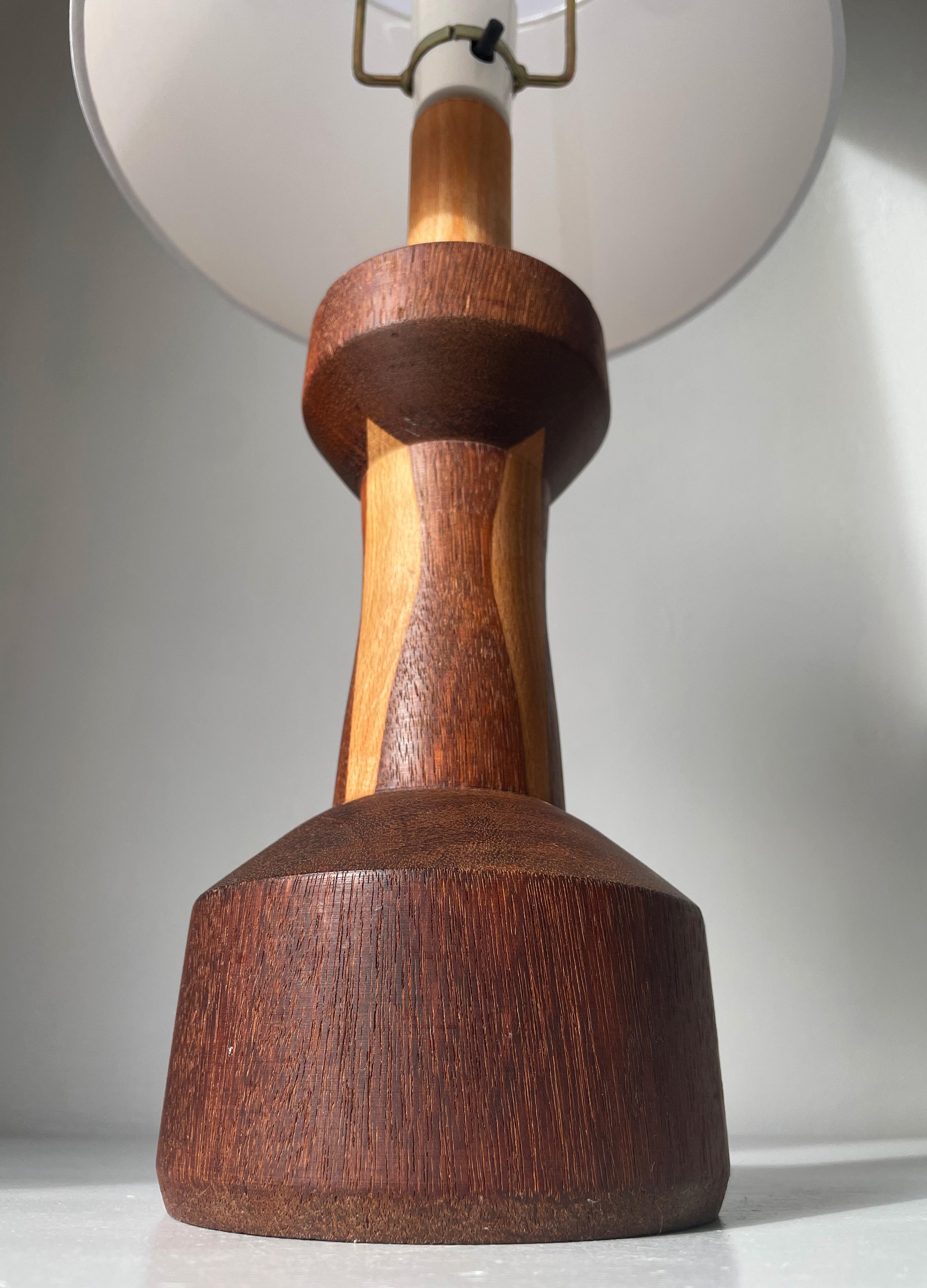 20th Century Handmade Swedish Wooden Table Lamp, 1970s For Sale