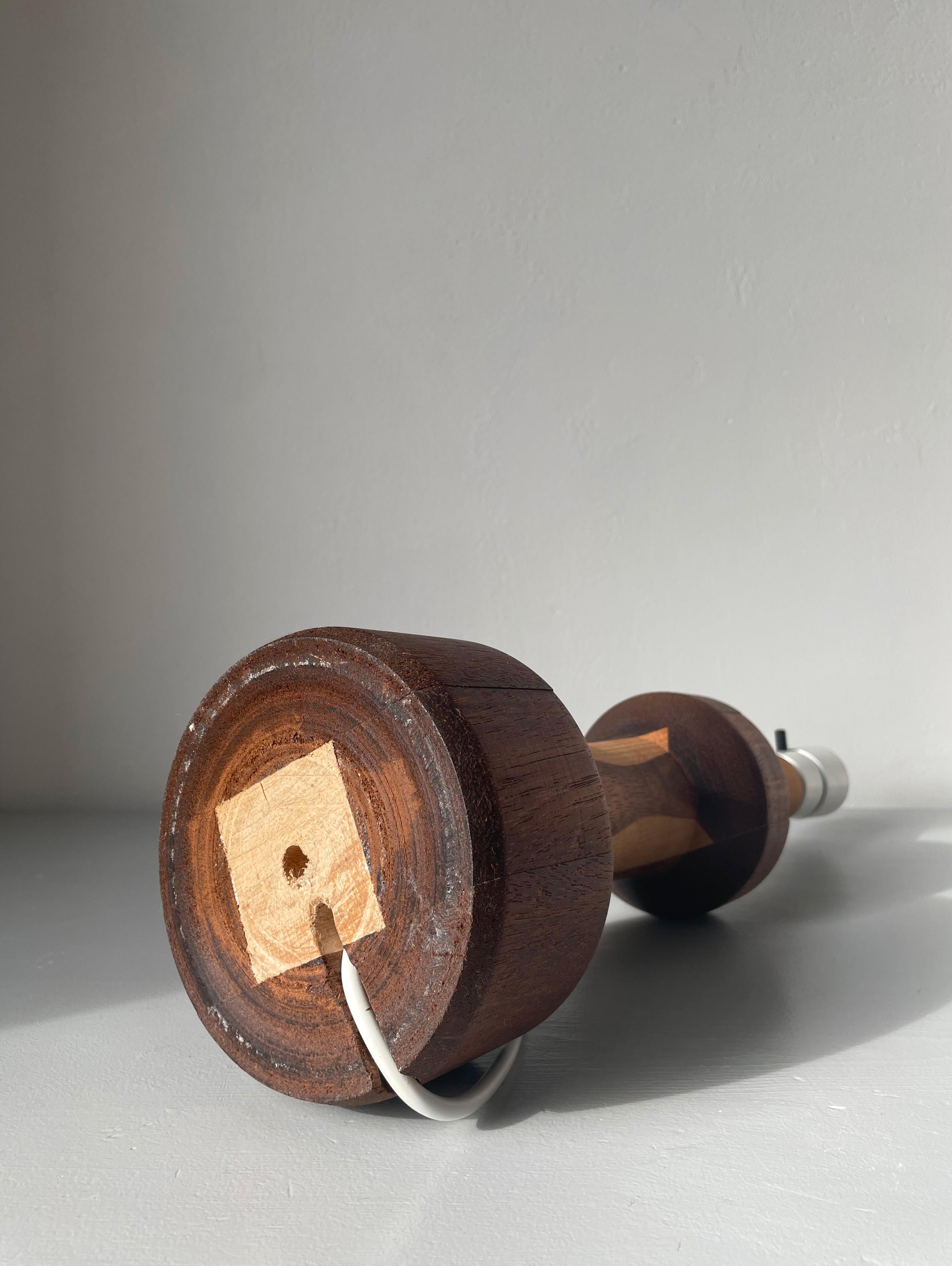 Handmade Swedish Wooden Table Lamp, 1970s For Sale 2